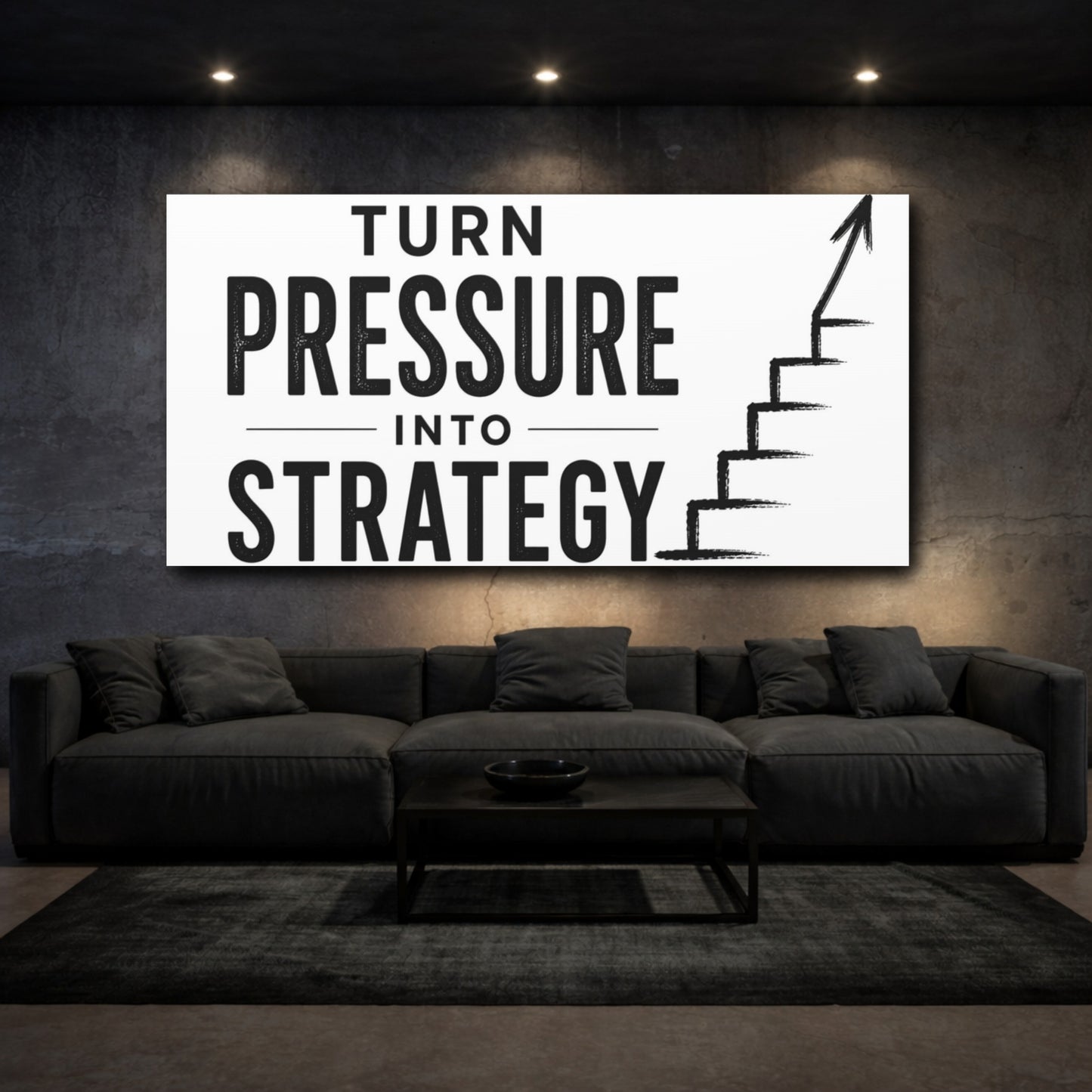 Mockup 3. Turn Pressure Into Strategy shown as canvas print