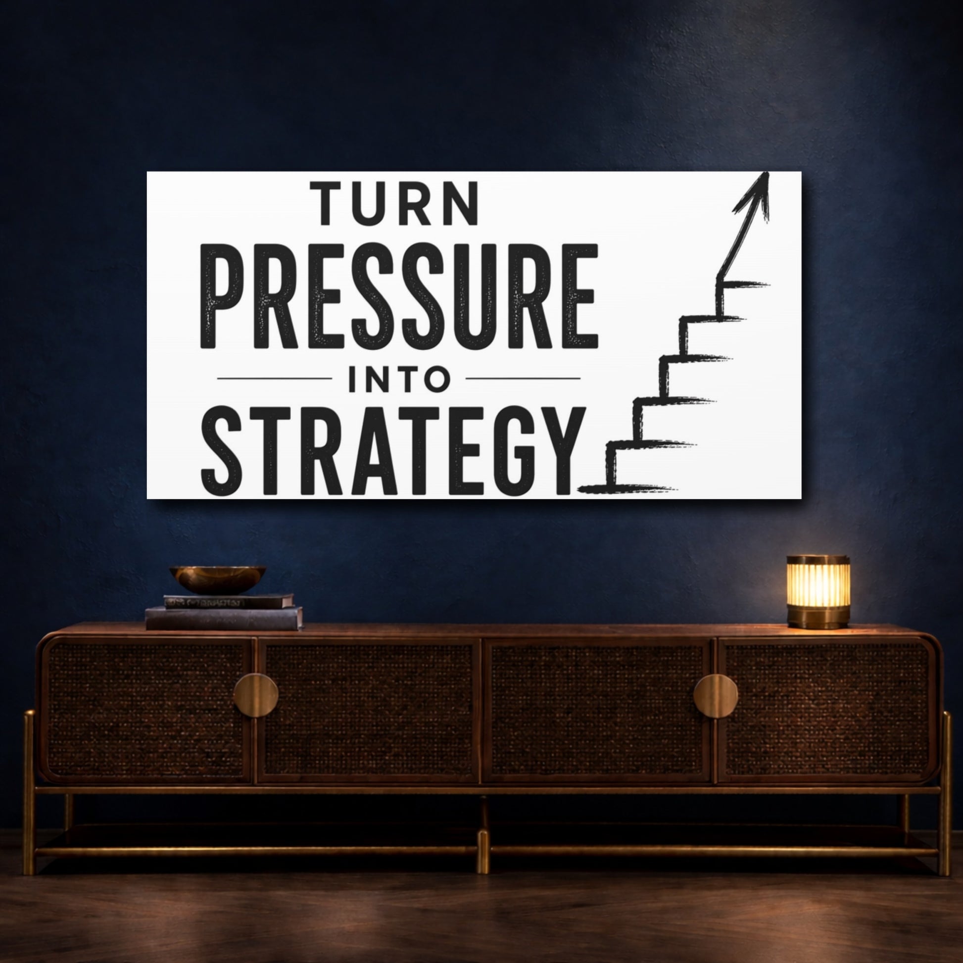 Mockup 4. Turn Pressure Into Strategy shown as canvas print
