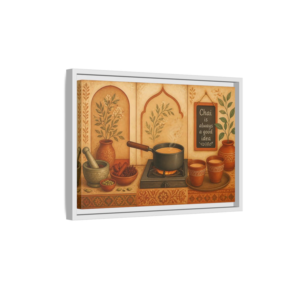 Side Mockup 4. Tuscan Chai Tea Station shown as framed canvas print
