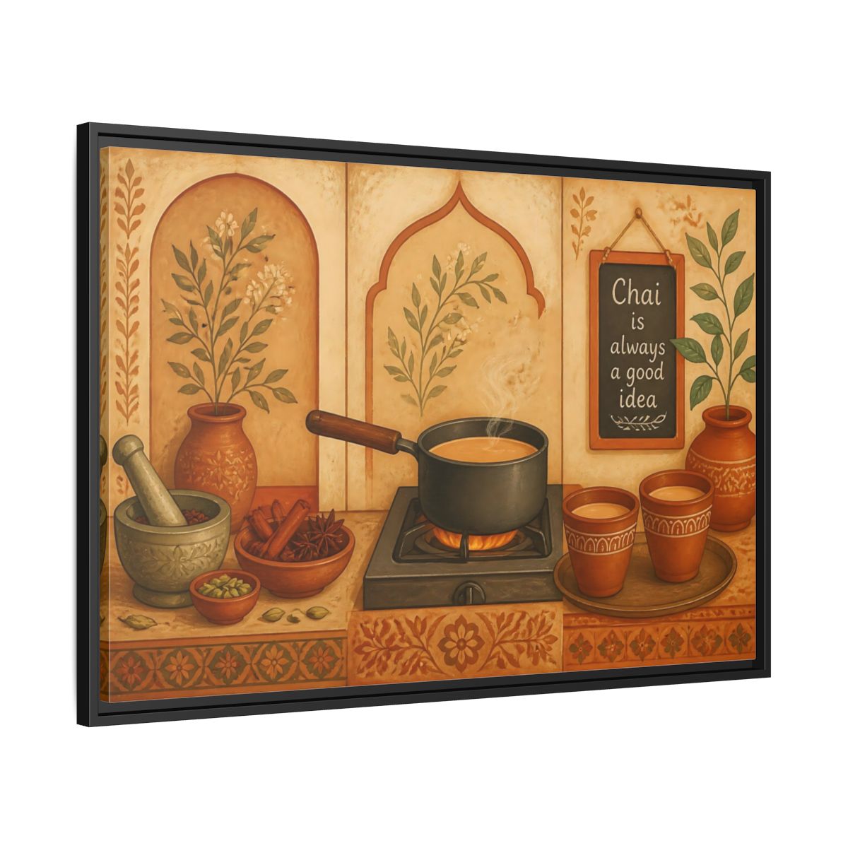Side Mockup 13. Tuscan Chai Tea Station shown as framed canvas print