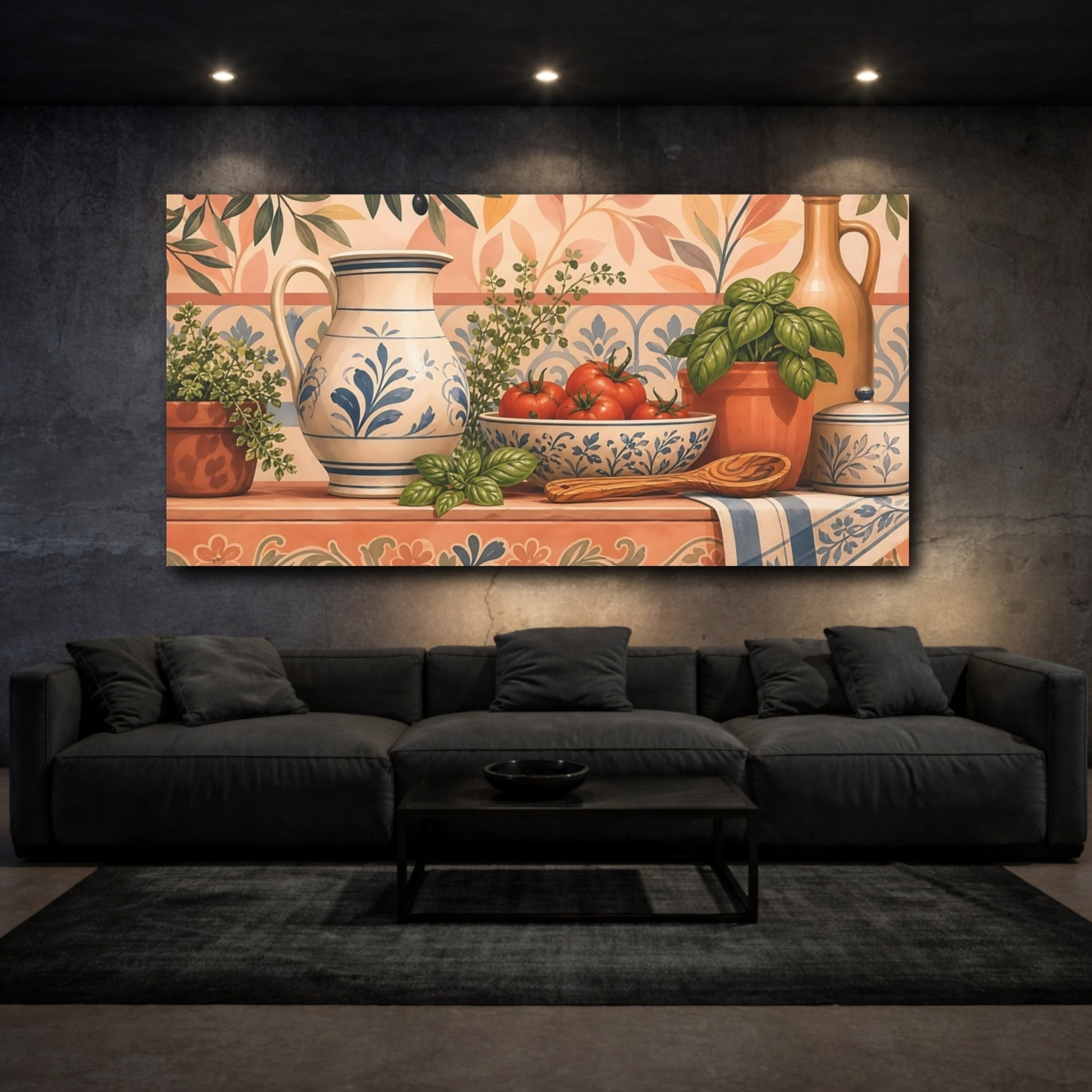 Mockup 3. Tuscan Herb And Tomato shown as canvas print