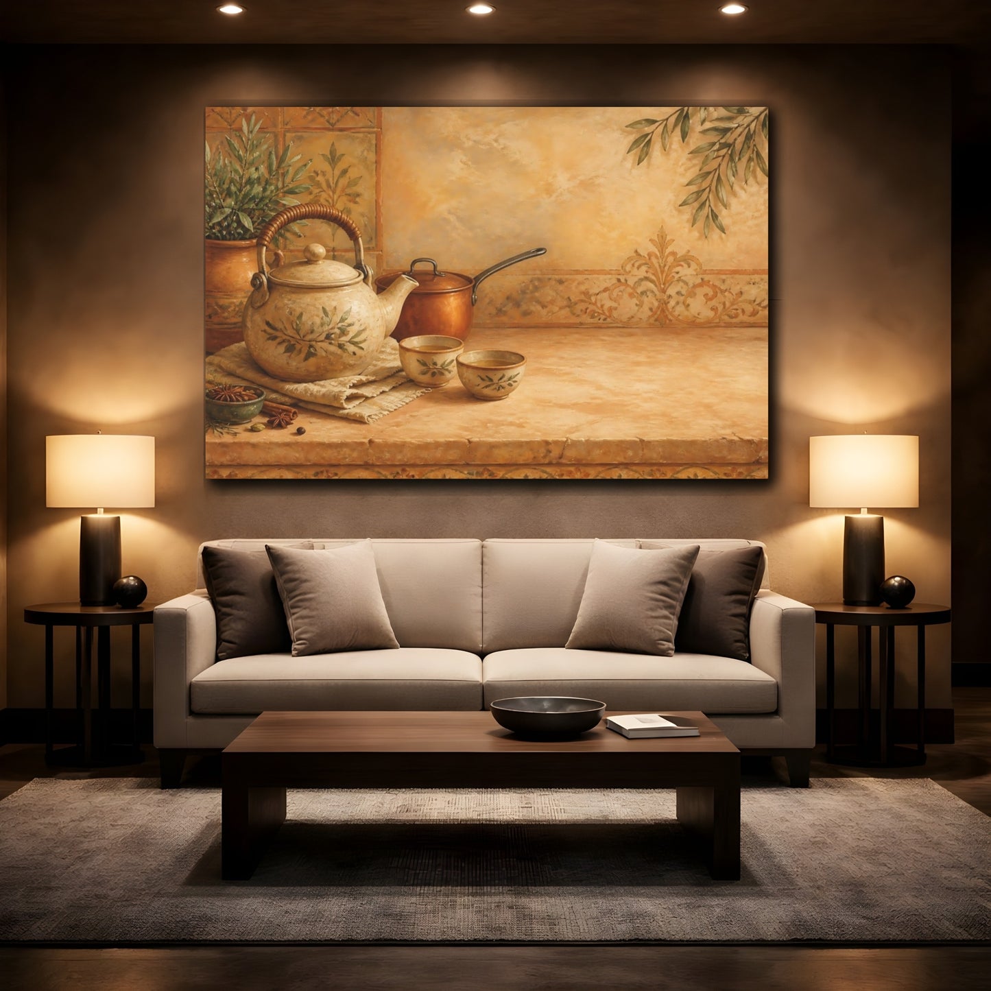 Mockup 2. Tuscan Tea Time shown as canvas print