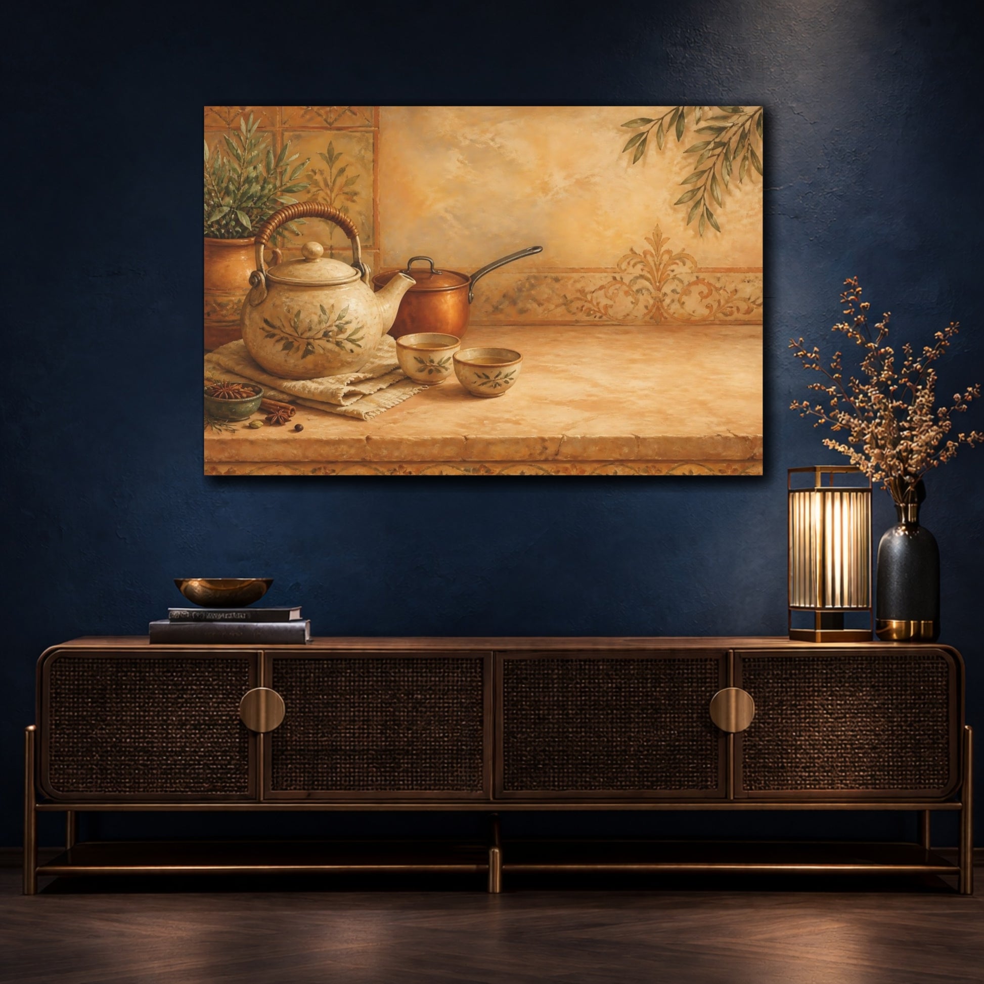 Mockup 4. Tuscan Tea Time shown as canvas print