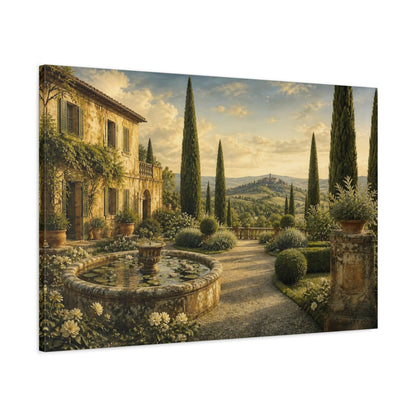 Main Mockup. Tuscan Villa In Italian Landscape shown as canvas print