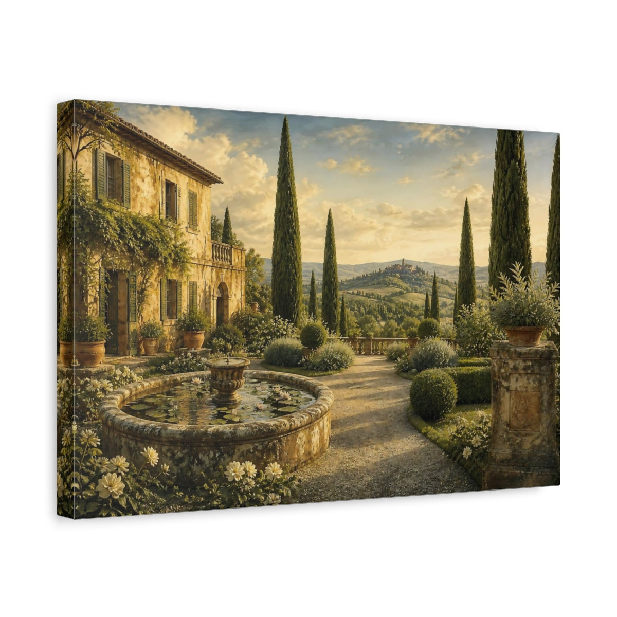 Side Mockup 4. Tuscan Villa In Italian Landscape shown as canvas print