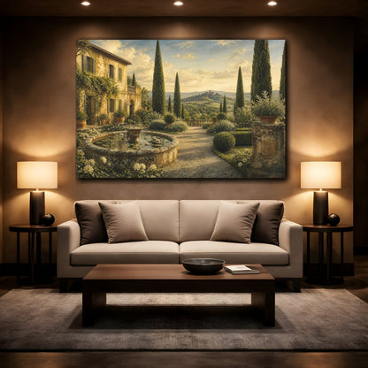 Mockup 2. Tuscan Villa In Italian Landscape shown as canvas print