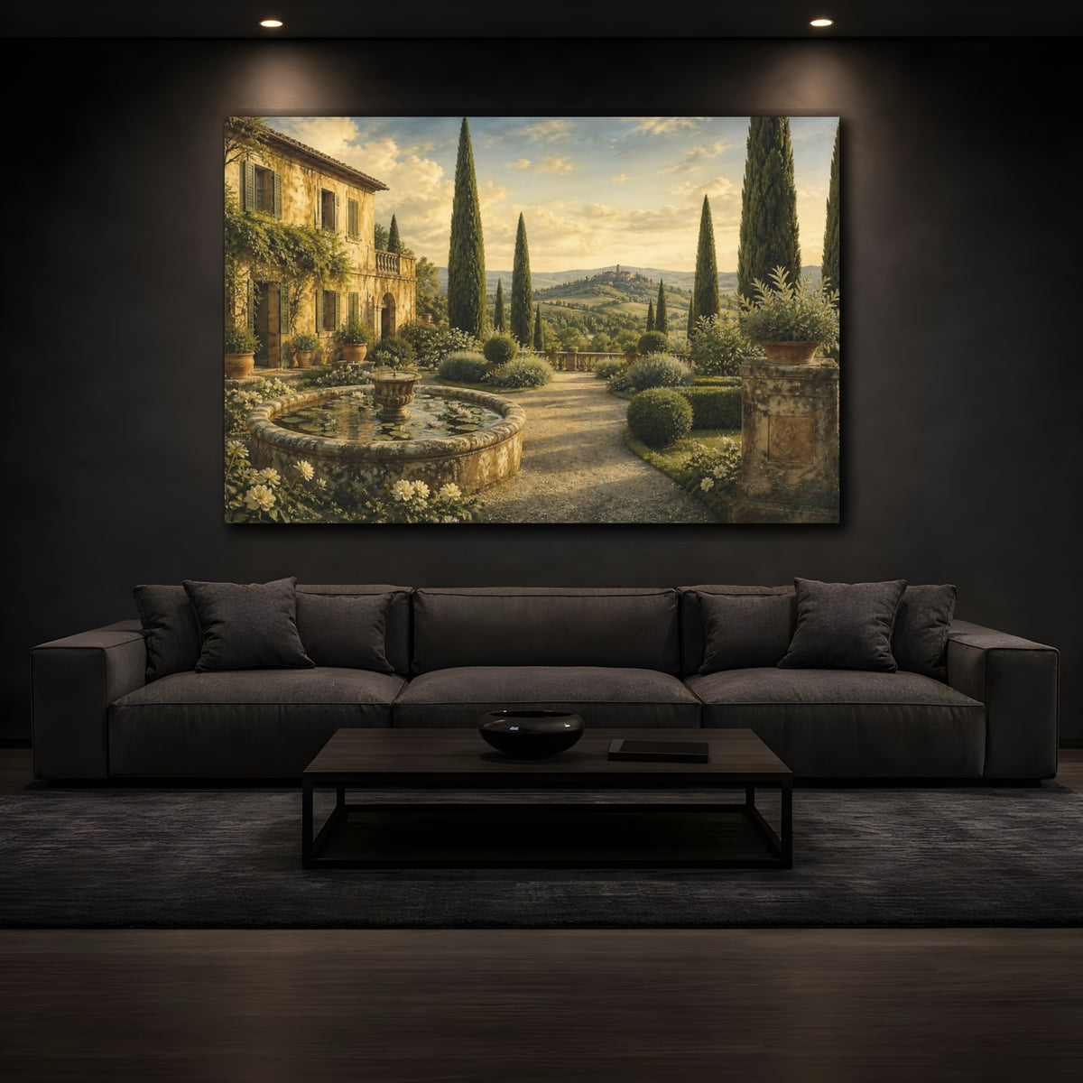 Mockup 3. Tuscan Villa In Italian Landscape shown as canvas print