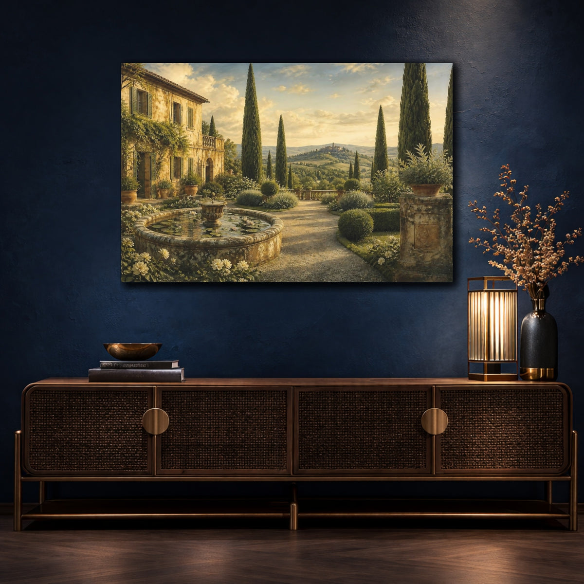 Mockup 4. Tuscan Villa In Italian Landscape shown as canvas print