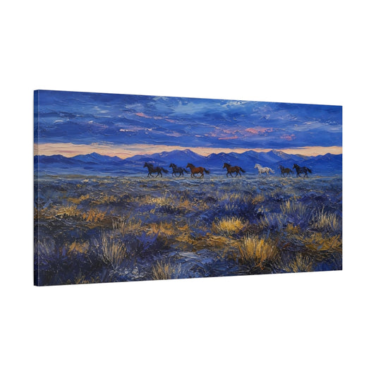 Main Mockup. Twilight Herd Gallop shown as canvas print