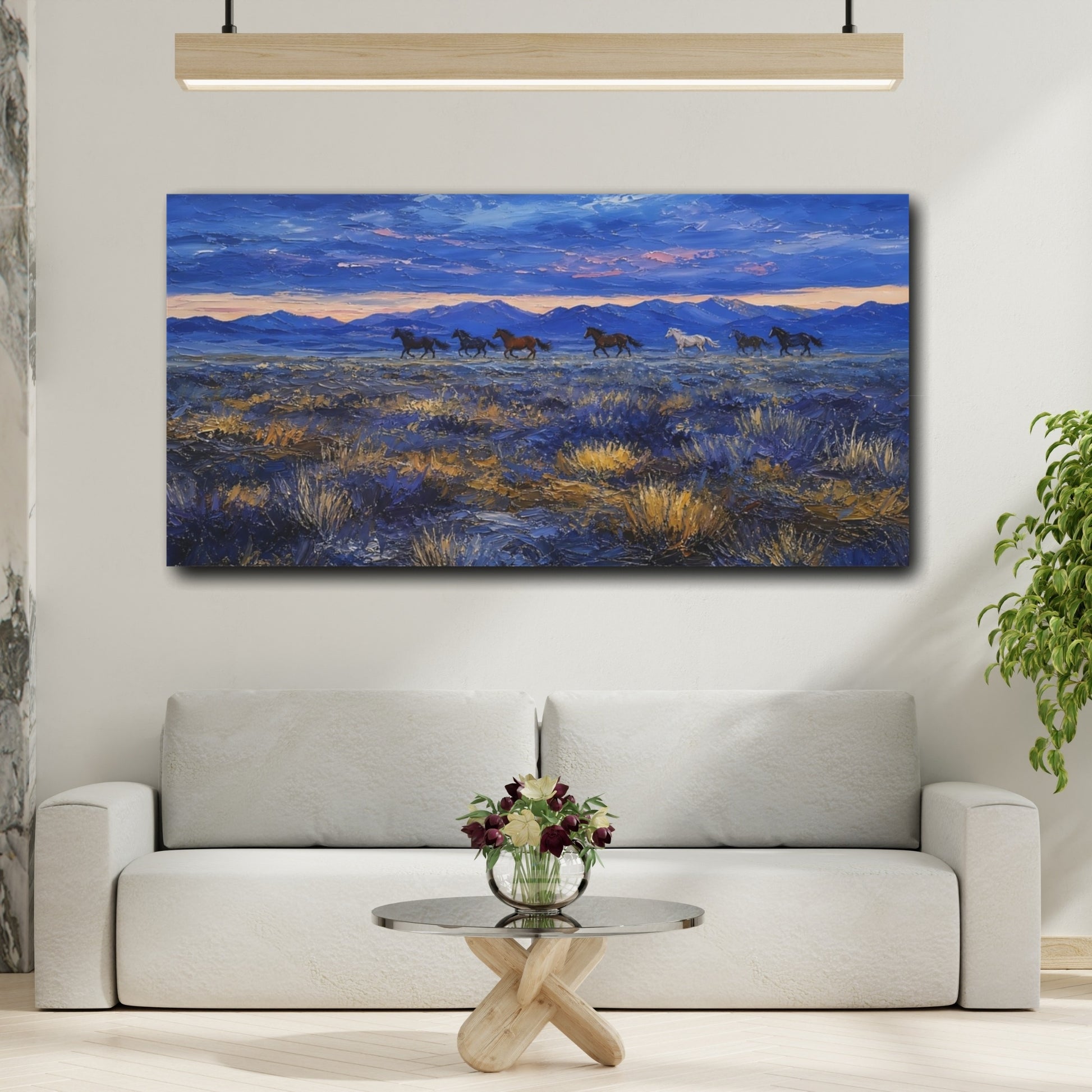 Mockup 2. Twilight Herd Gallop shown as canvas print