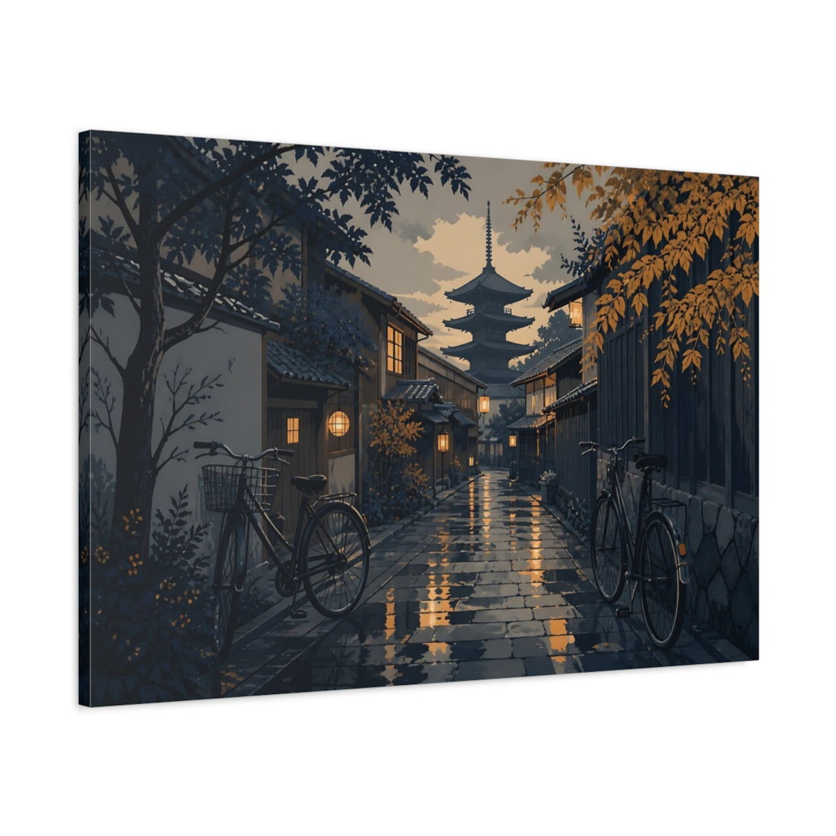 Main Mockup. Twilight Kyoto Alley shown as canvas print
