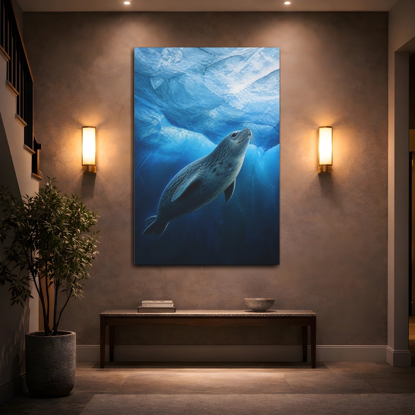 Mockup 2. Under Ice Seal Animals shown as canvas print