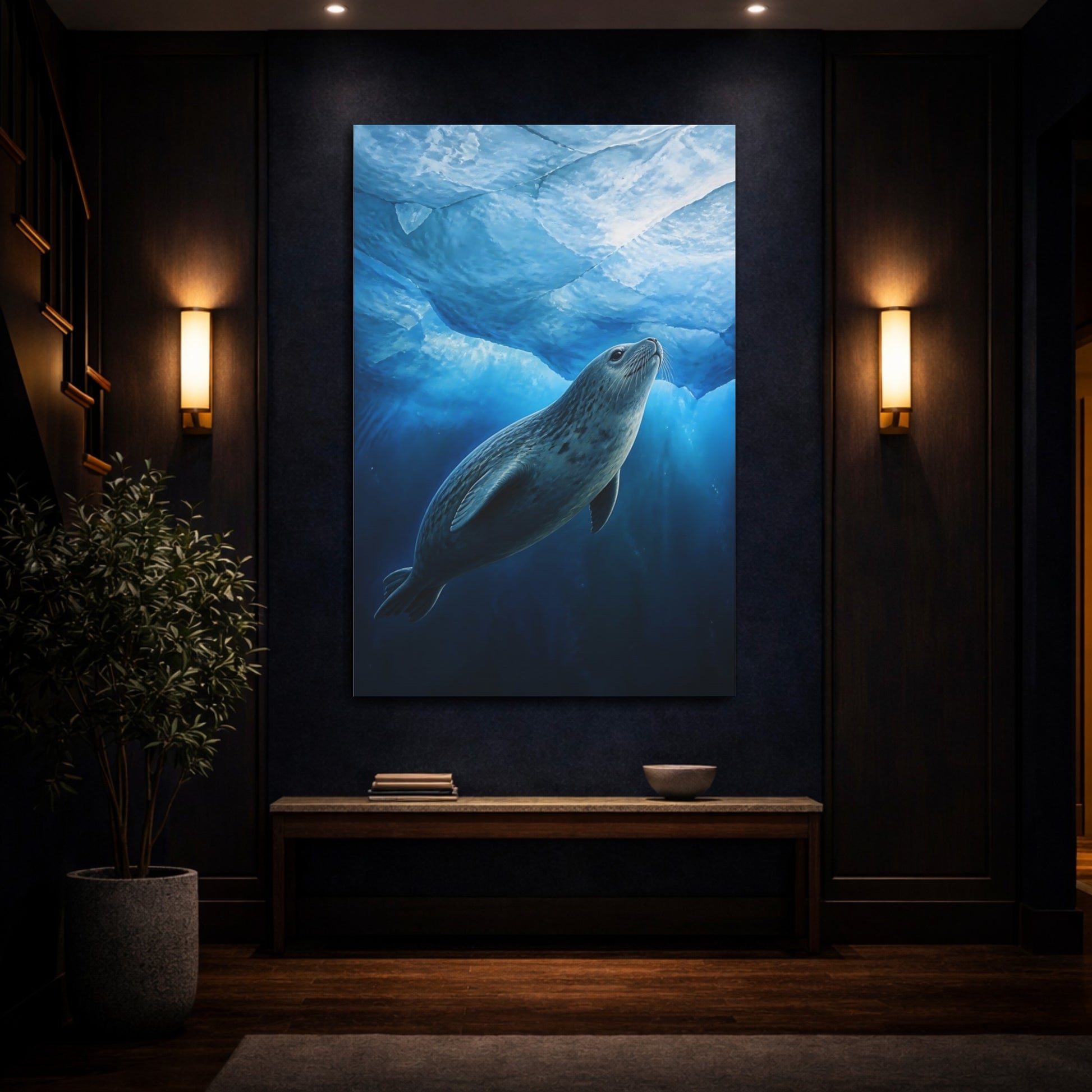 Mockup 4. Under Ice Seal Animals shown as canvas print