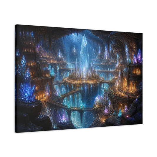 Main Mockup. Underground Crystal City shown as canvas print