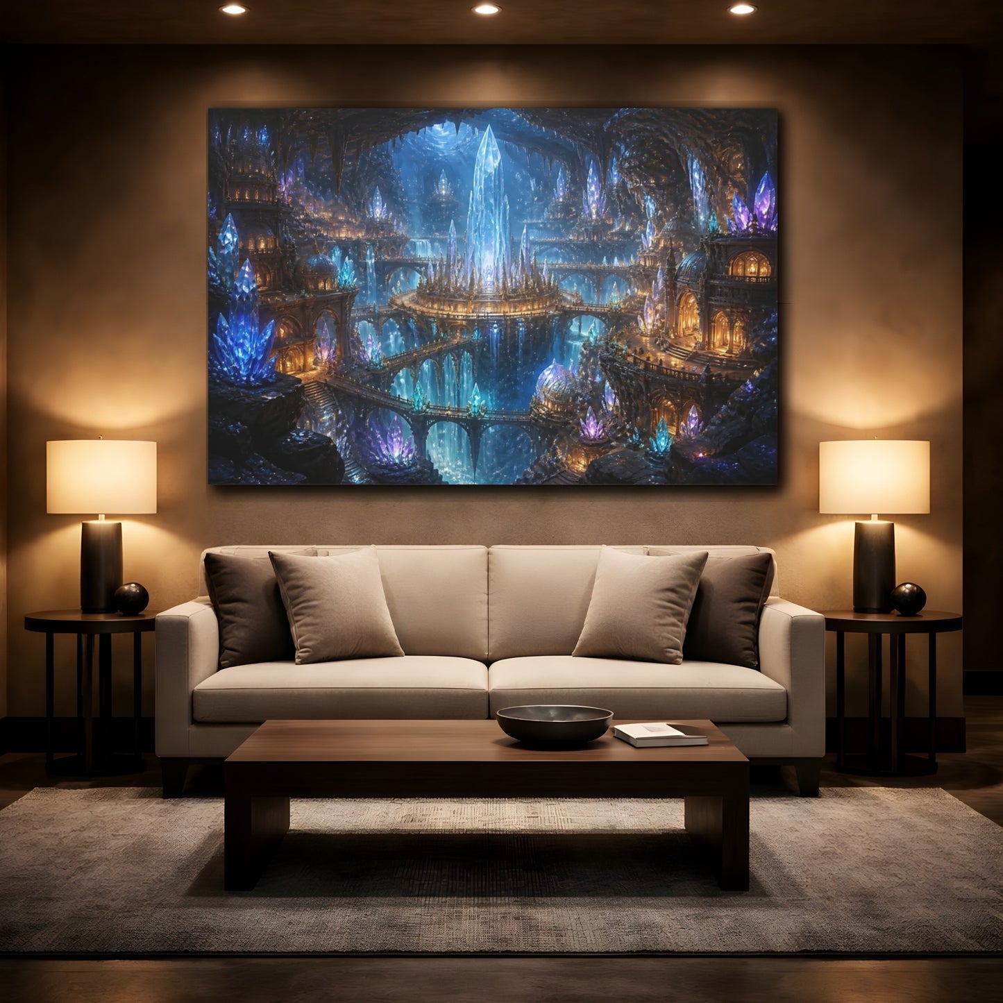 Mockup 2. Underground Crystal City shown as canvas print