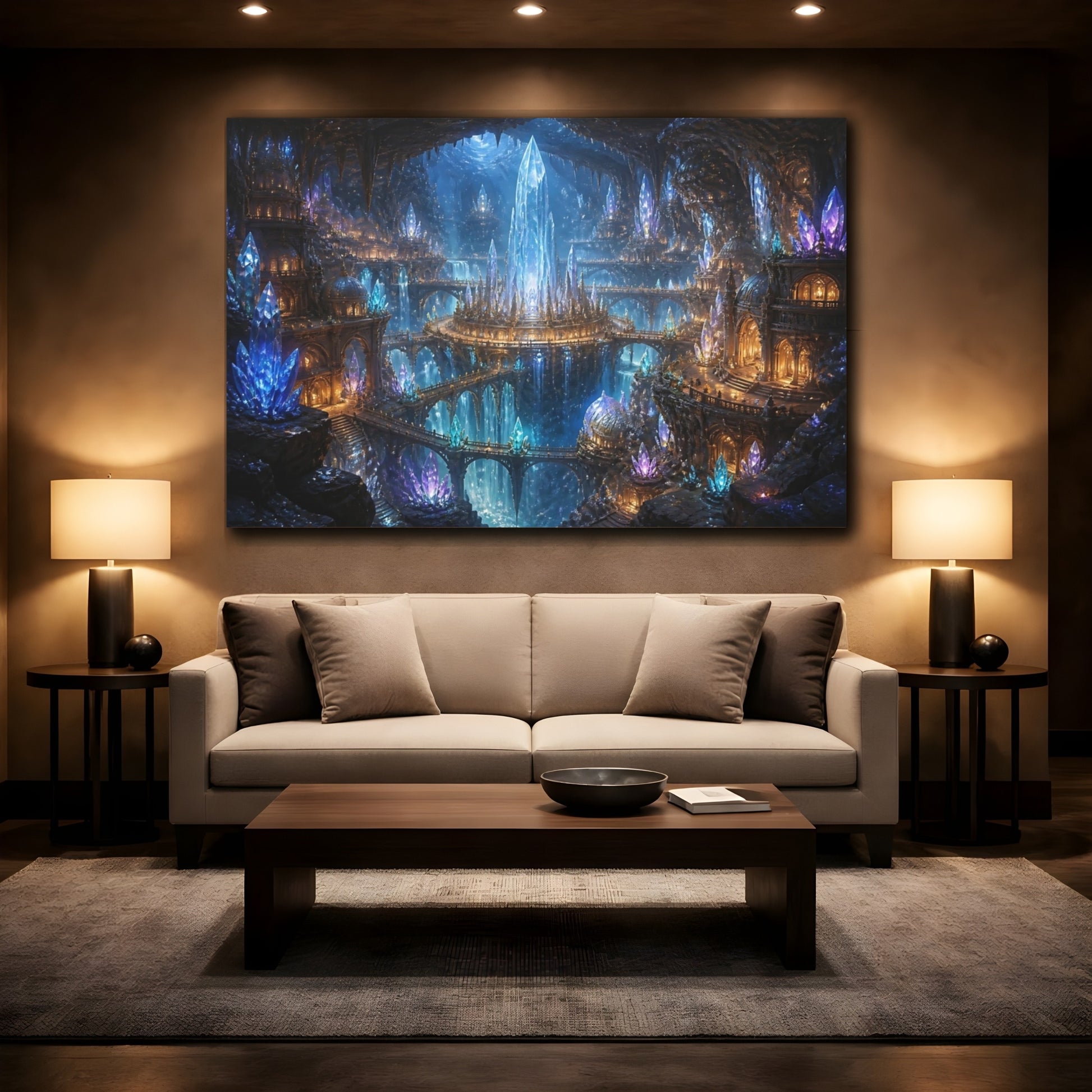 Mockup 2. Underground Crystal City shown as canvas print