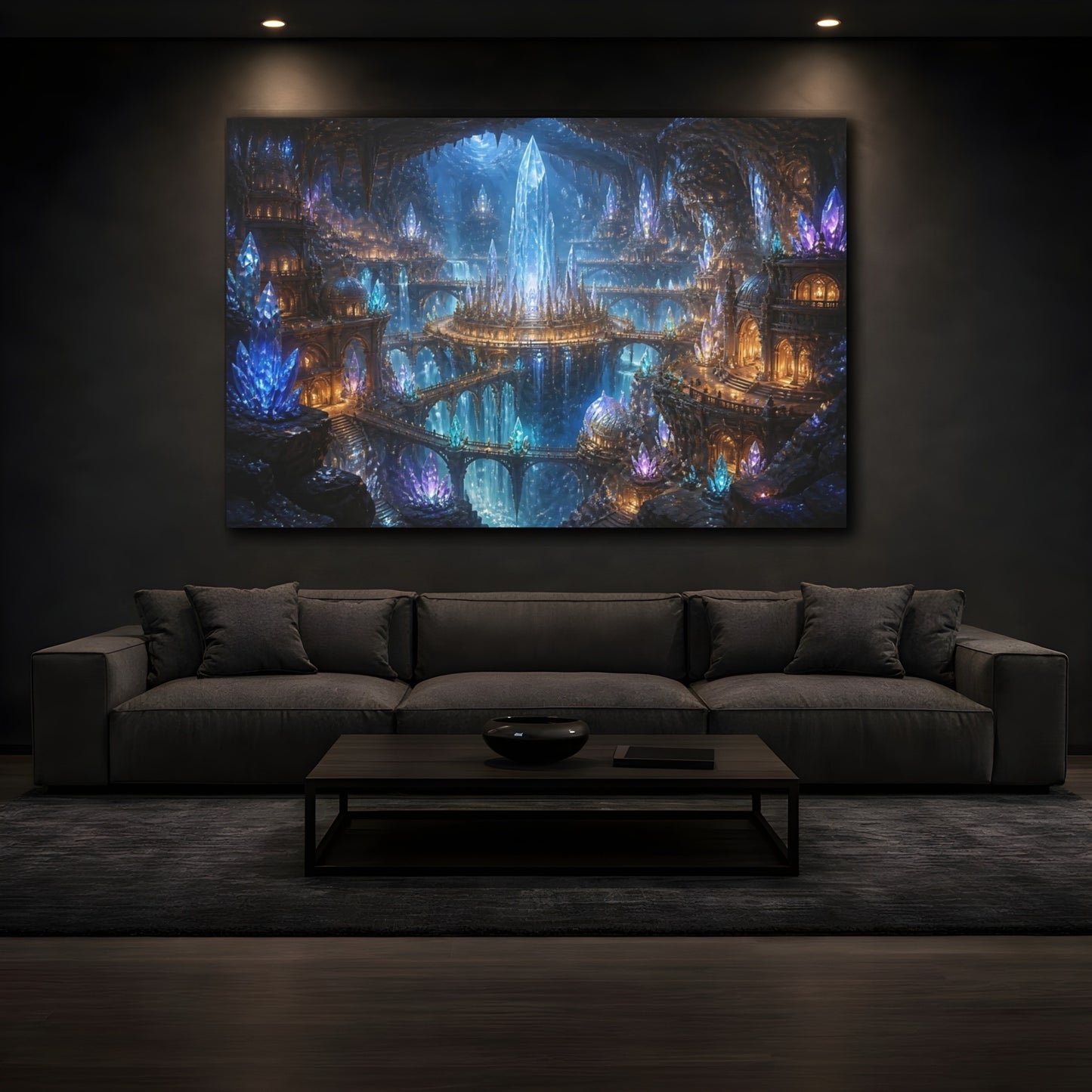 Mockup 3. Underground Crystal City shown as canvas print