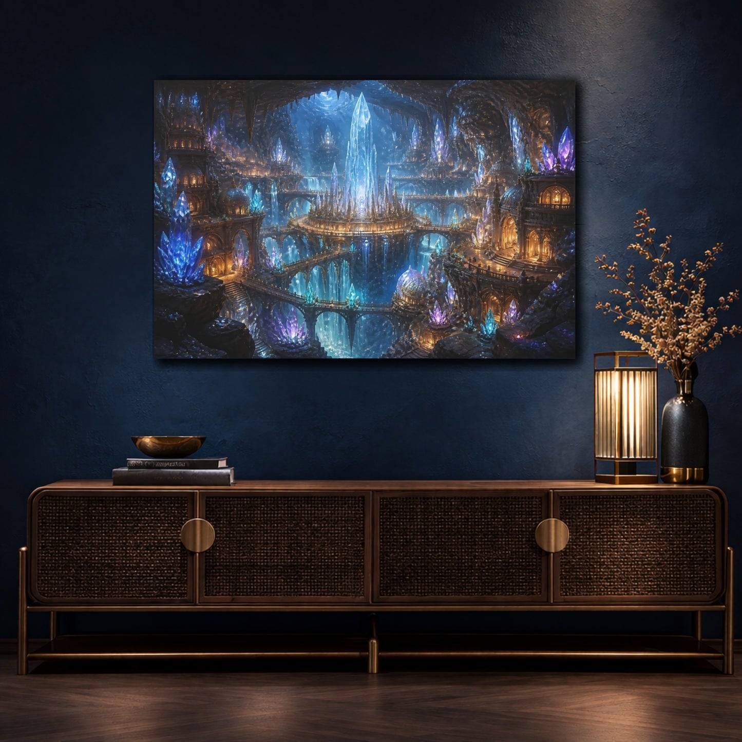 Mockup 4. Underground Crystal City shown as canvas print