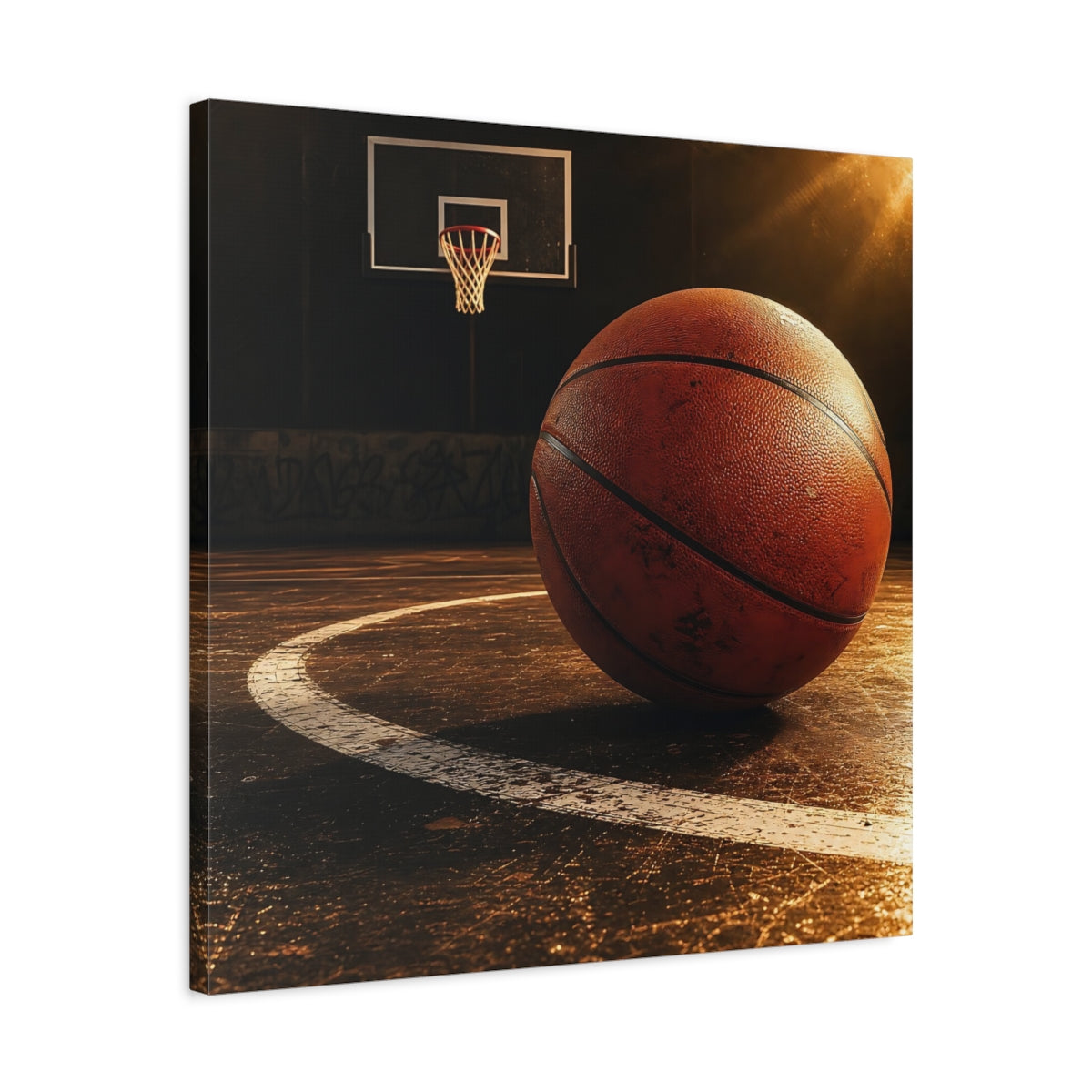 Side Mockup 4. Urban Basketball Close-Up shown as canvas print