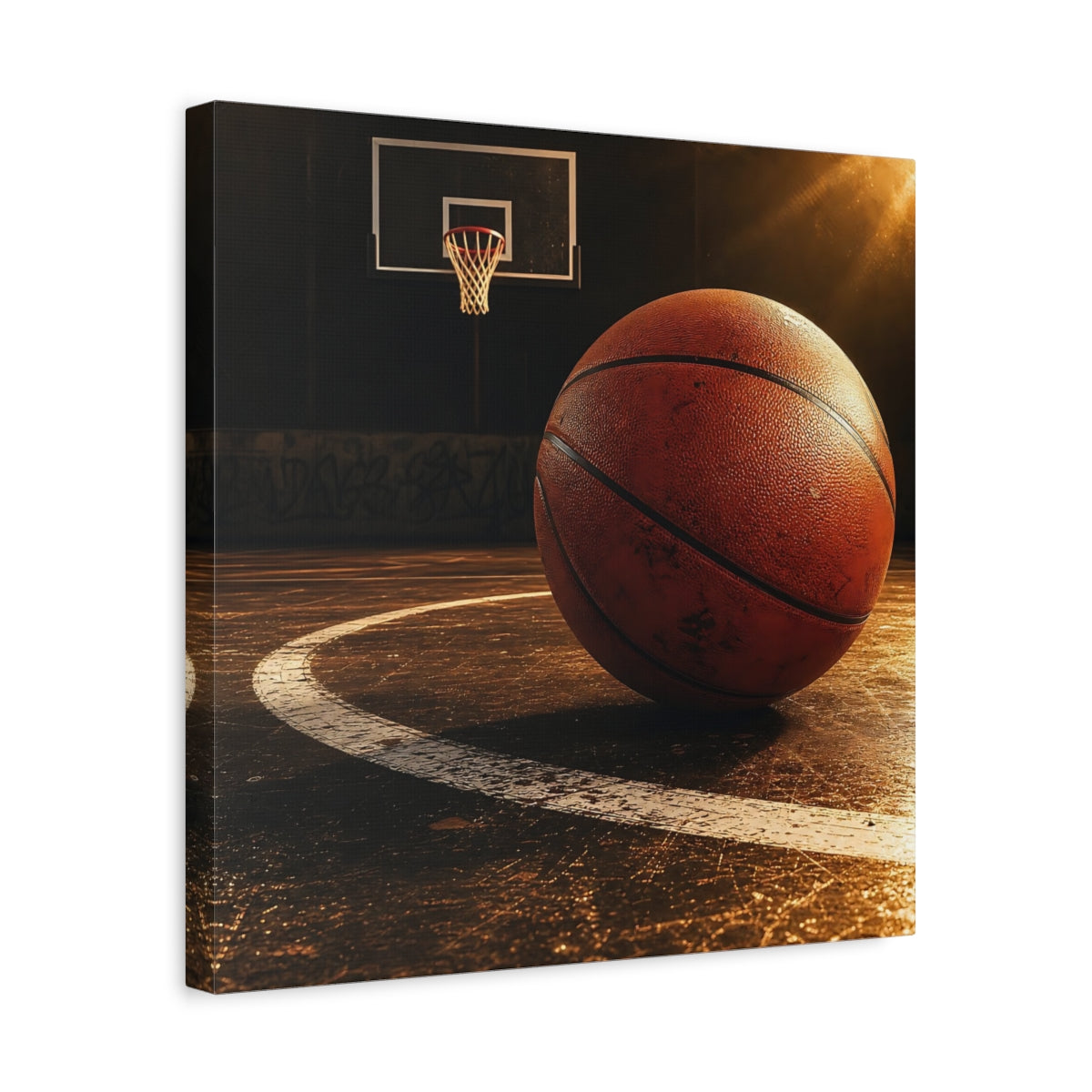Side Mockup 6. Urban Basketball Close-Up shown as canvas print