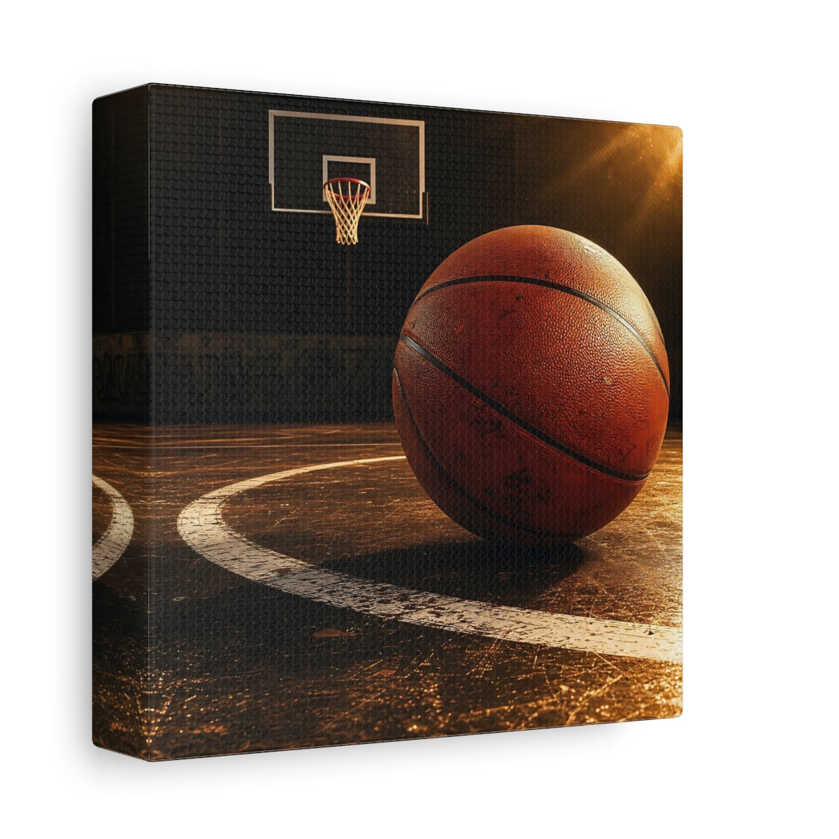 Side Mockup 2. Urban Basketball Close-Up shown as canvas print