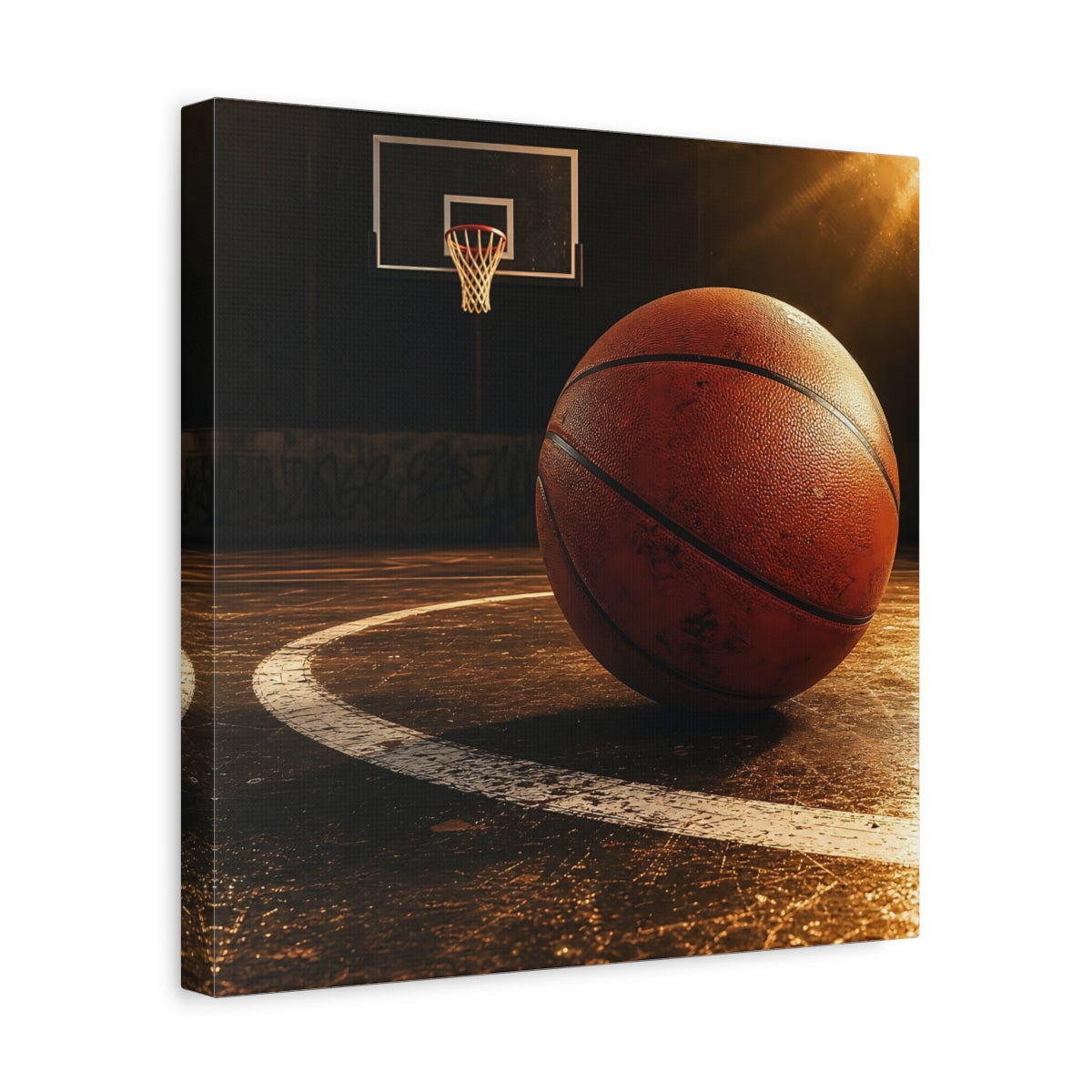 Side Mockup 7. Urban Basketball Close-Up shown as canvas print