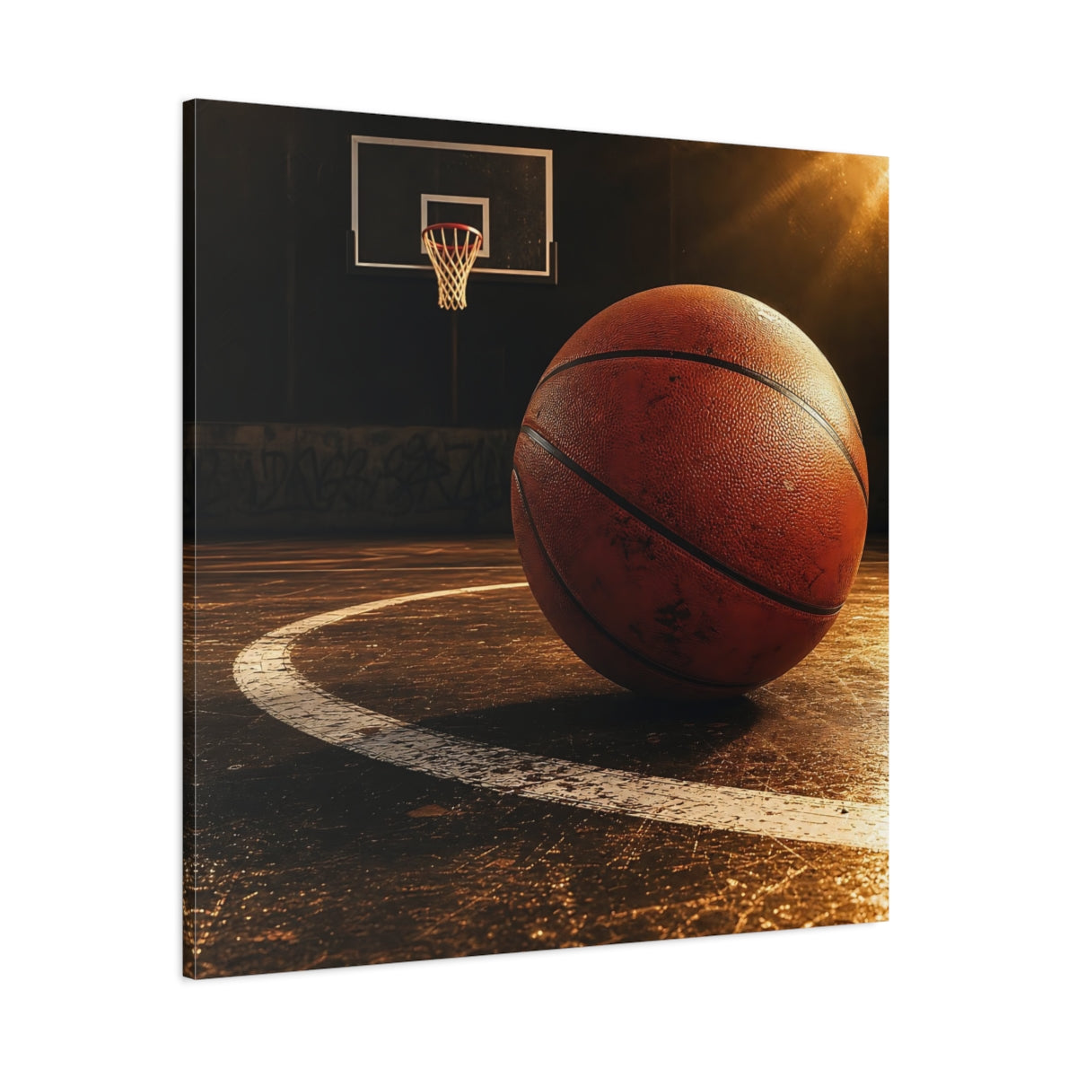 Side Mockup 1. Urban Basketball Close-Up shown as canvas print