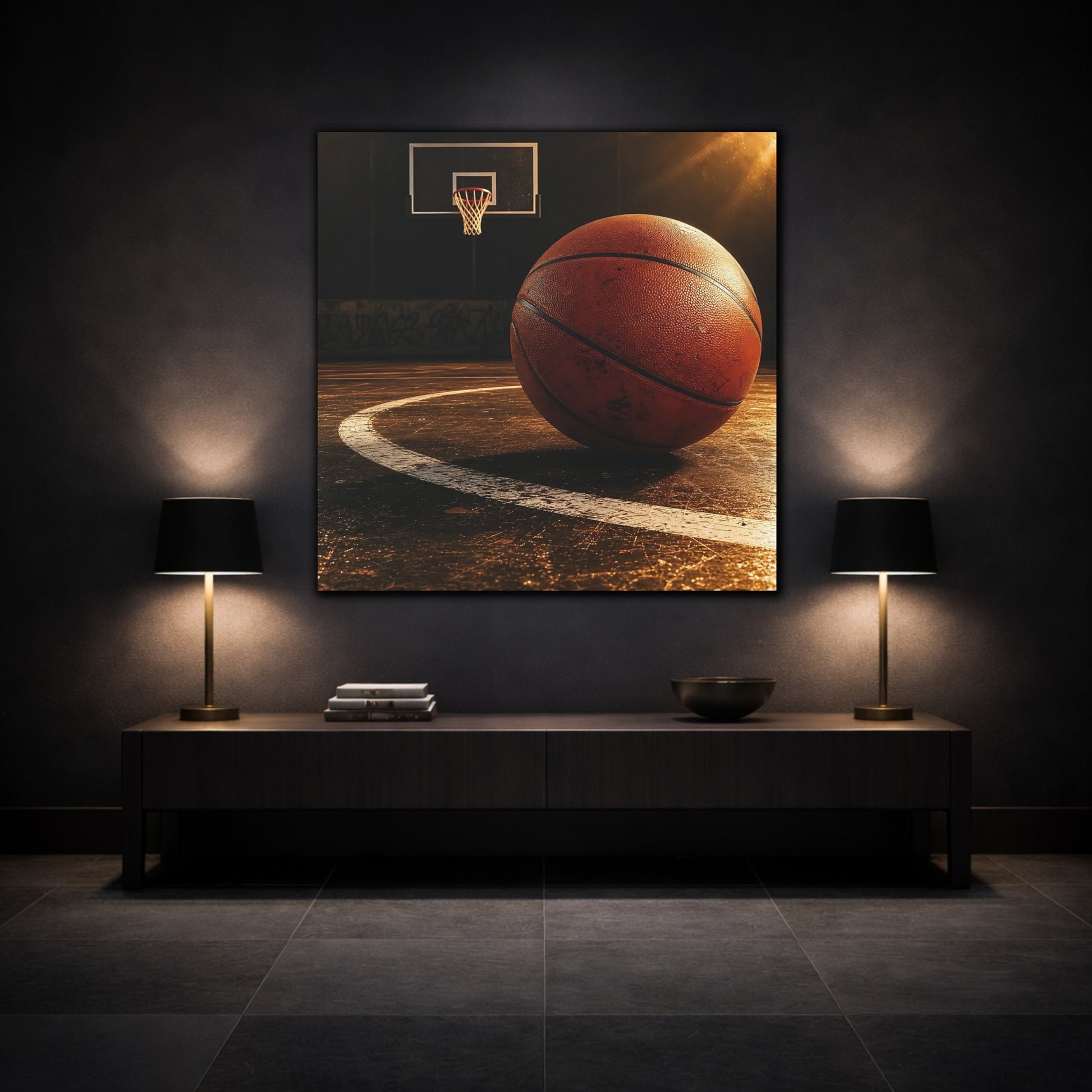Mockup 3. Urban Basketball Close-Up shown as canvas print