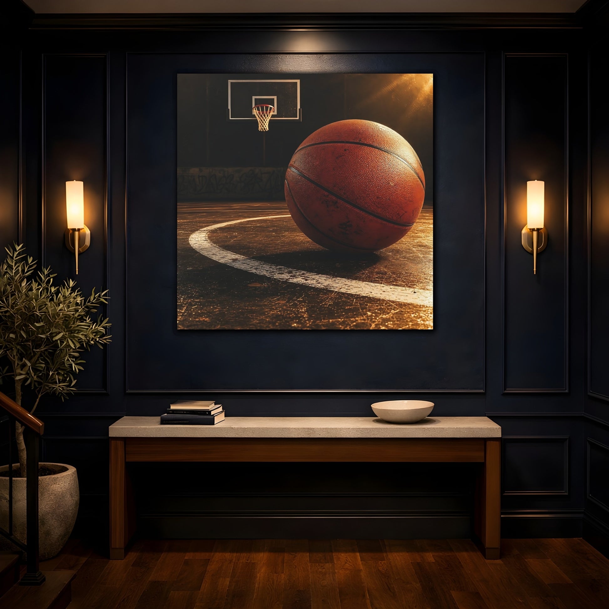 Mockup 4. Urban Basketball Close-Up shown as canvas print