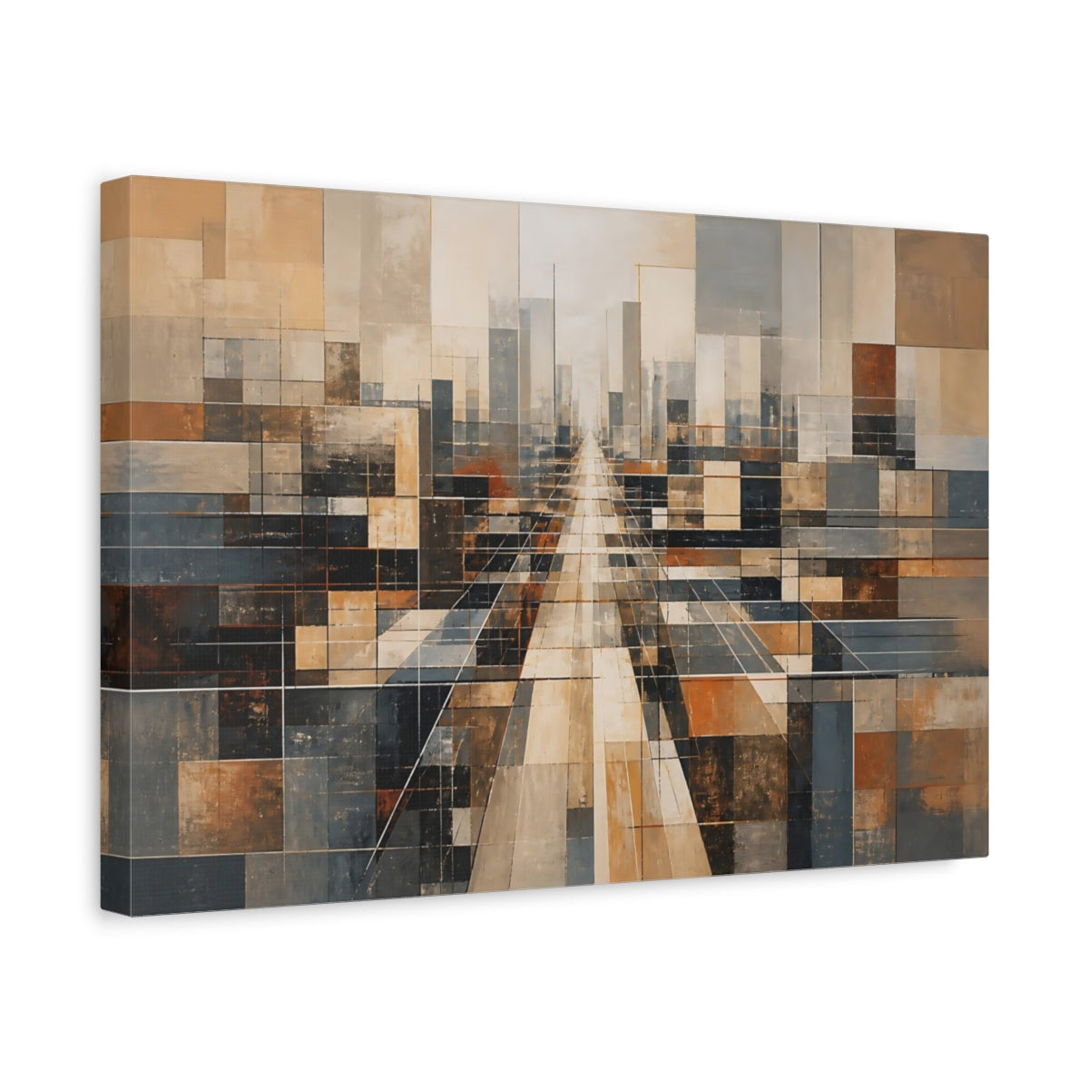 Side Mockup 4. Urban Grid Perspective shown as canvas print
