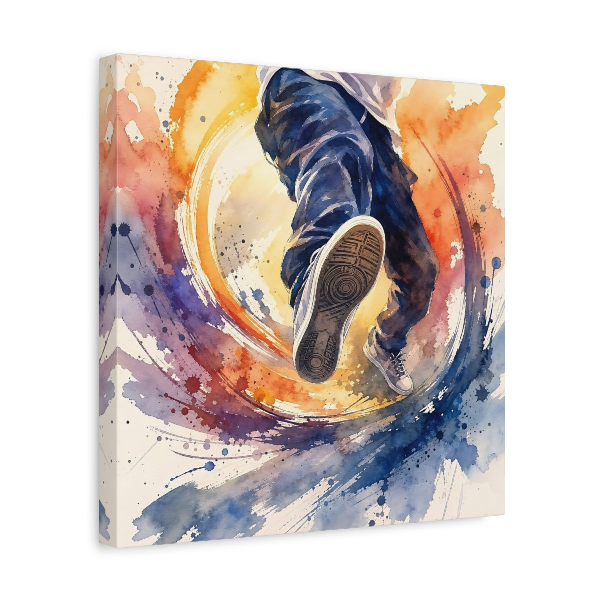 Side Mockup 7. Urban Sneaker Leap shown as canvas print