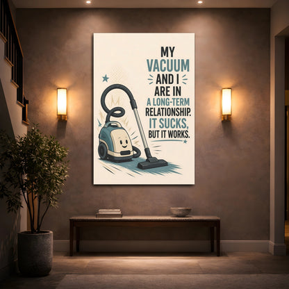 Mockup 2. Vacuum Quote Humor shown as canvas print