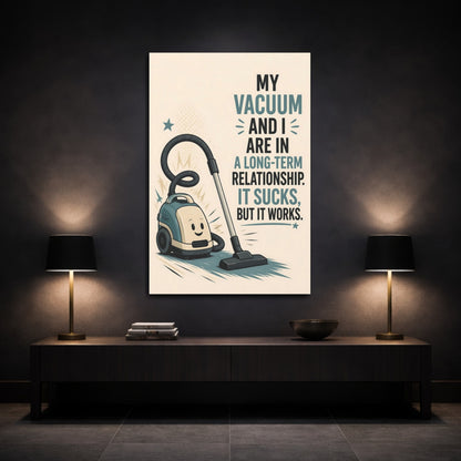 Mockup 3. Vacuum Quote Humor shown as canvas print