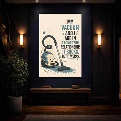 Mockup 4. Vacuum Quote Humor shown as canvas print