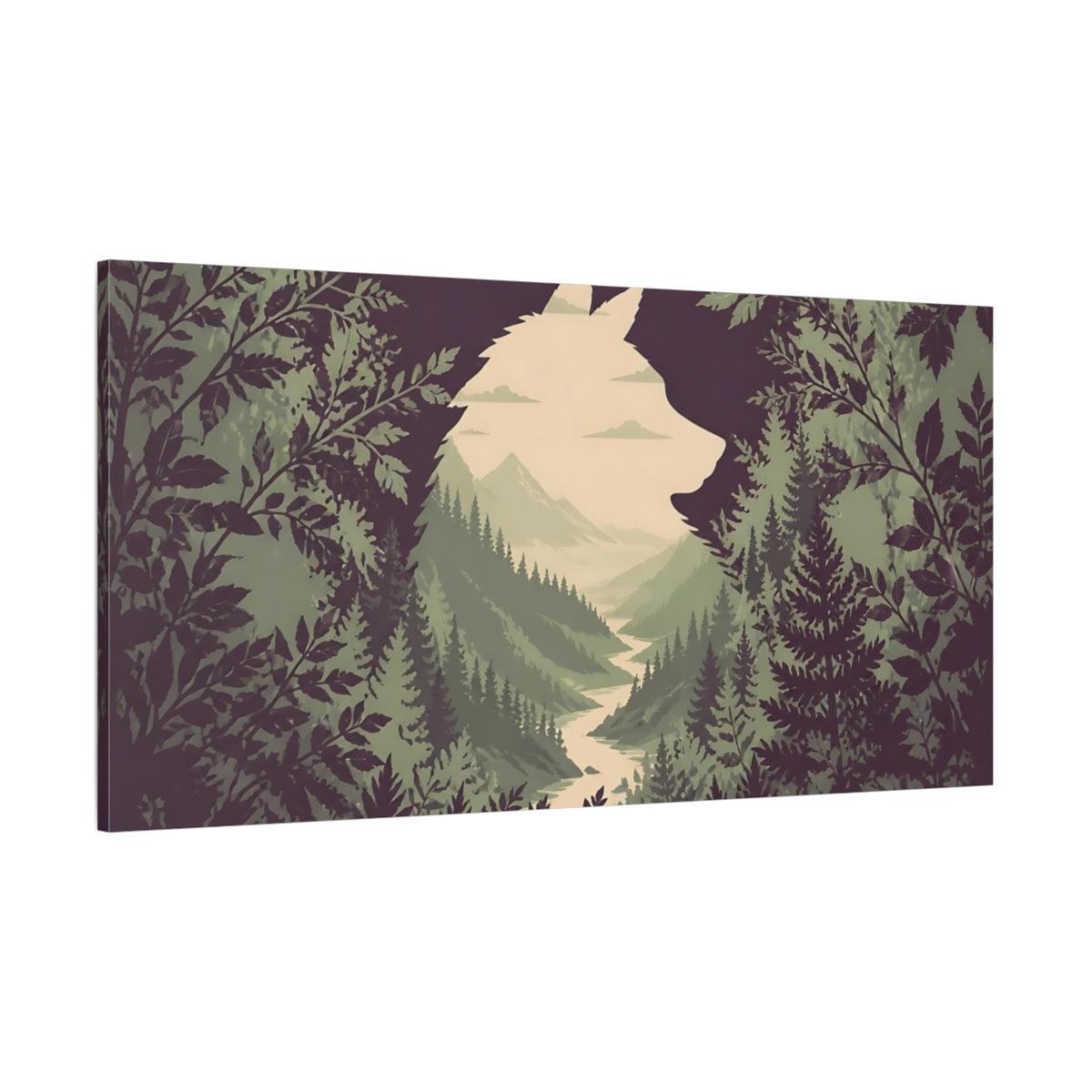 Side Mockup 2. Valley Within Wolf shown as canvas print
