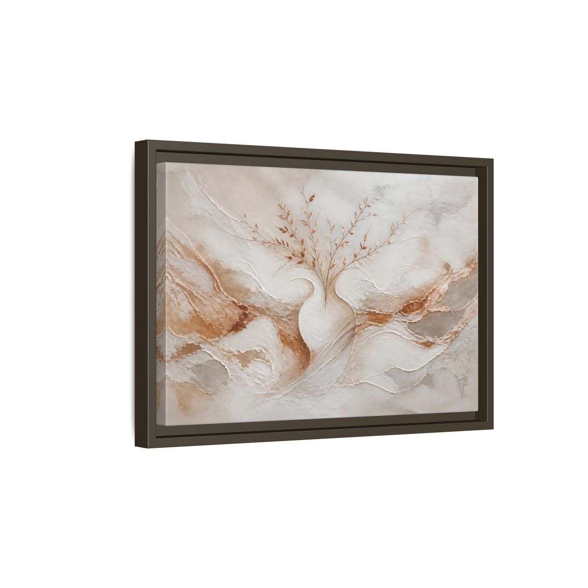 Side Mockup 5. Vase With Copper Leaves shown as framed canvas print