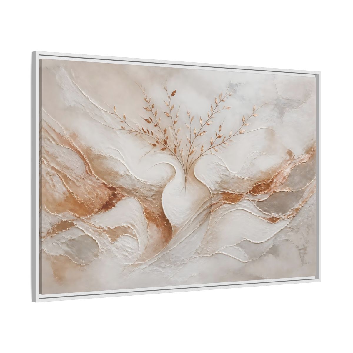 Side Mockup 7. Vase With Copper Leaves shown as framed canvas print