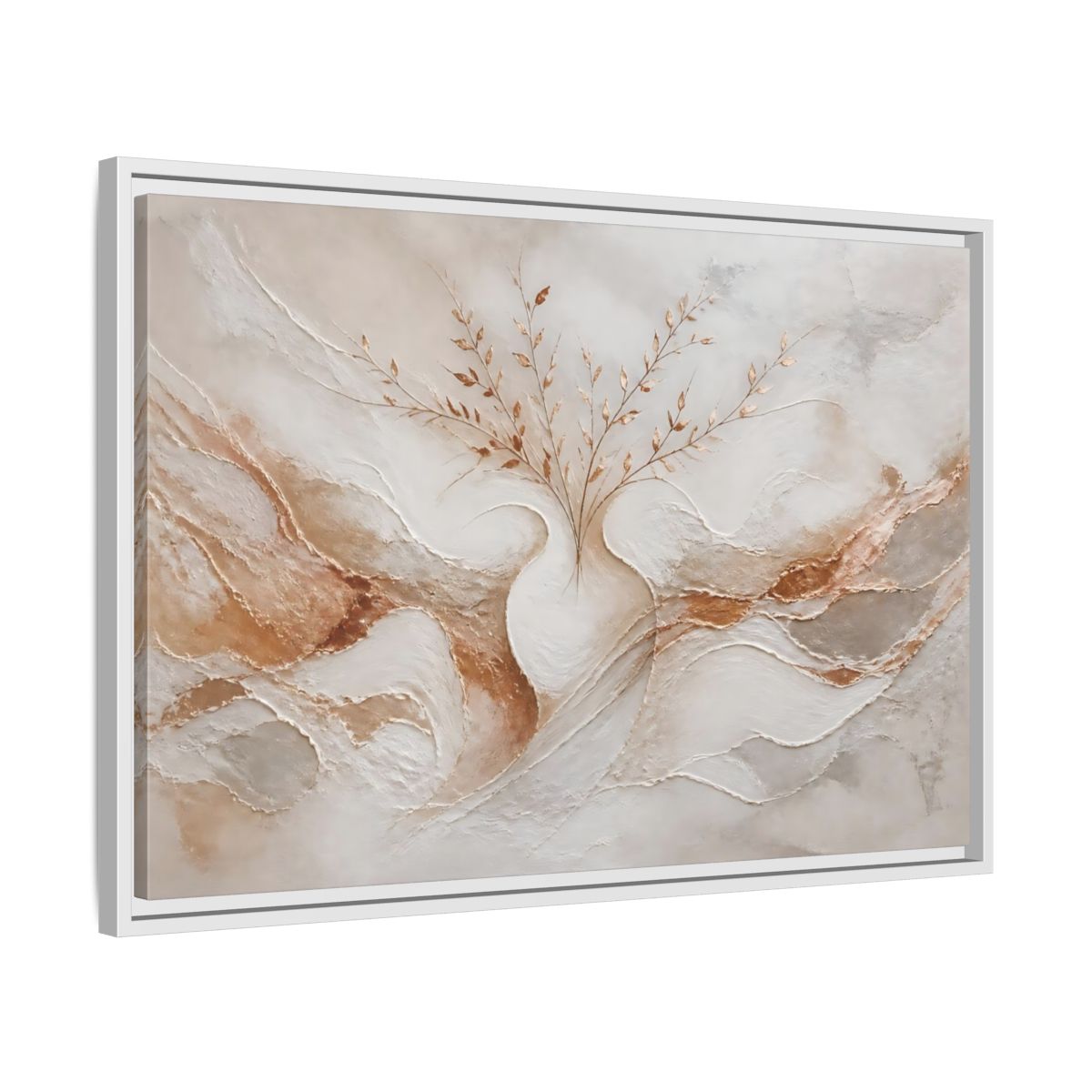 Side Mockup 10. Vase With Copper Leaves shown as framed canvas print
