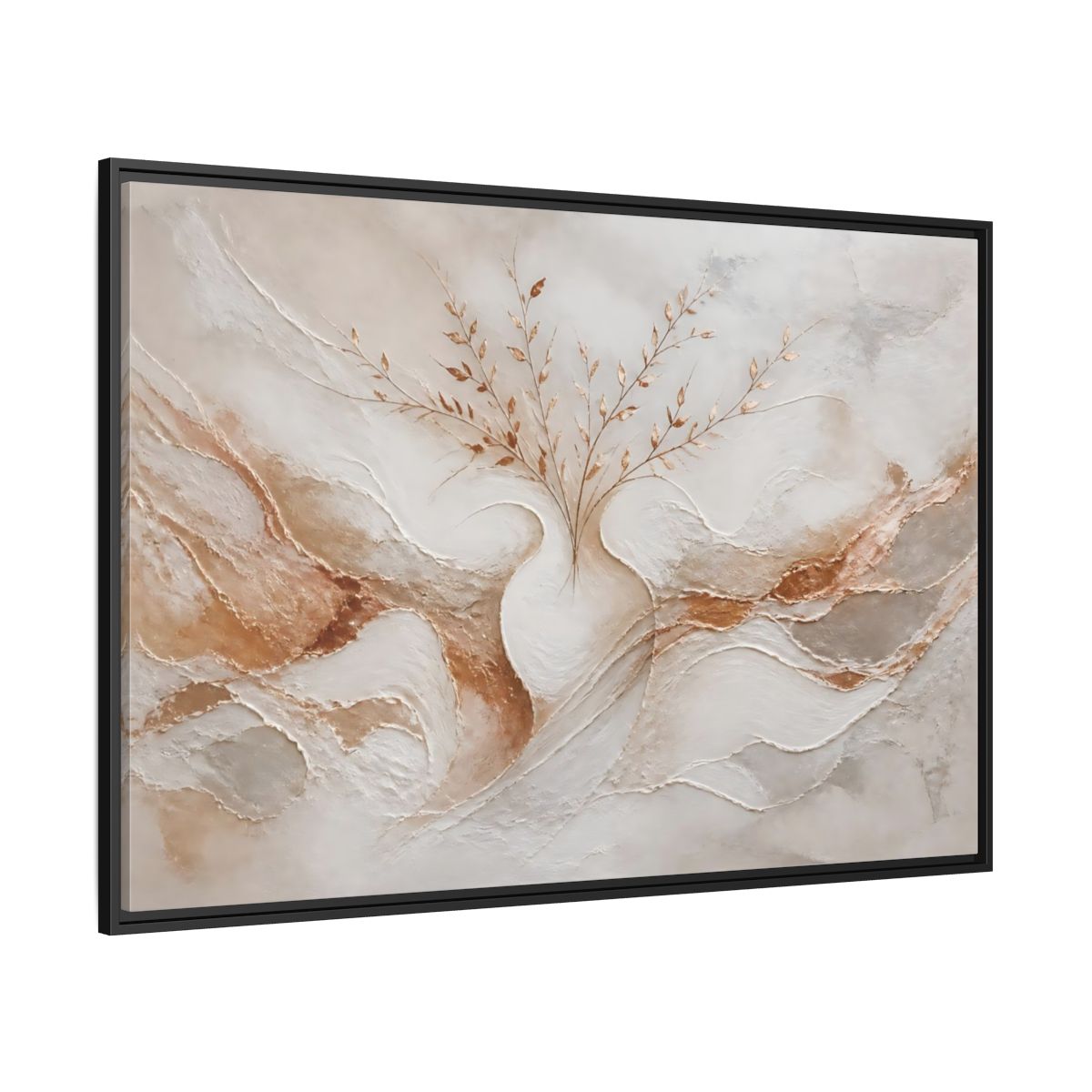 Side Mockup 12. Vase With Copper Leaves shown as framed canvas print