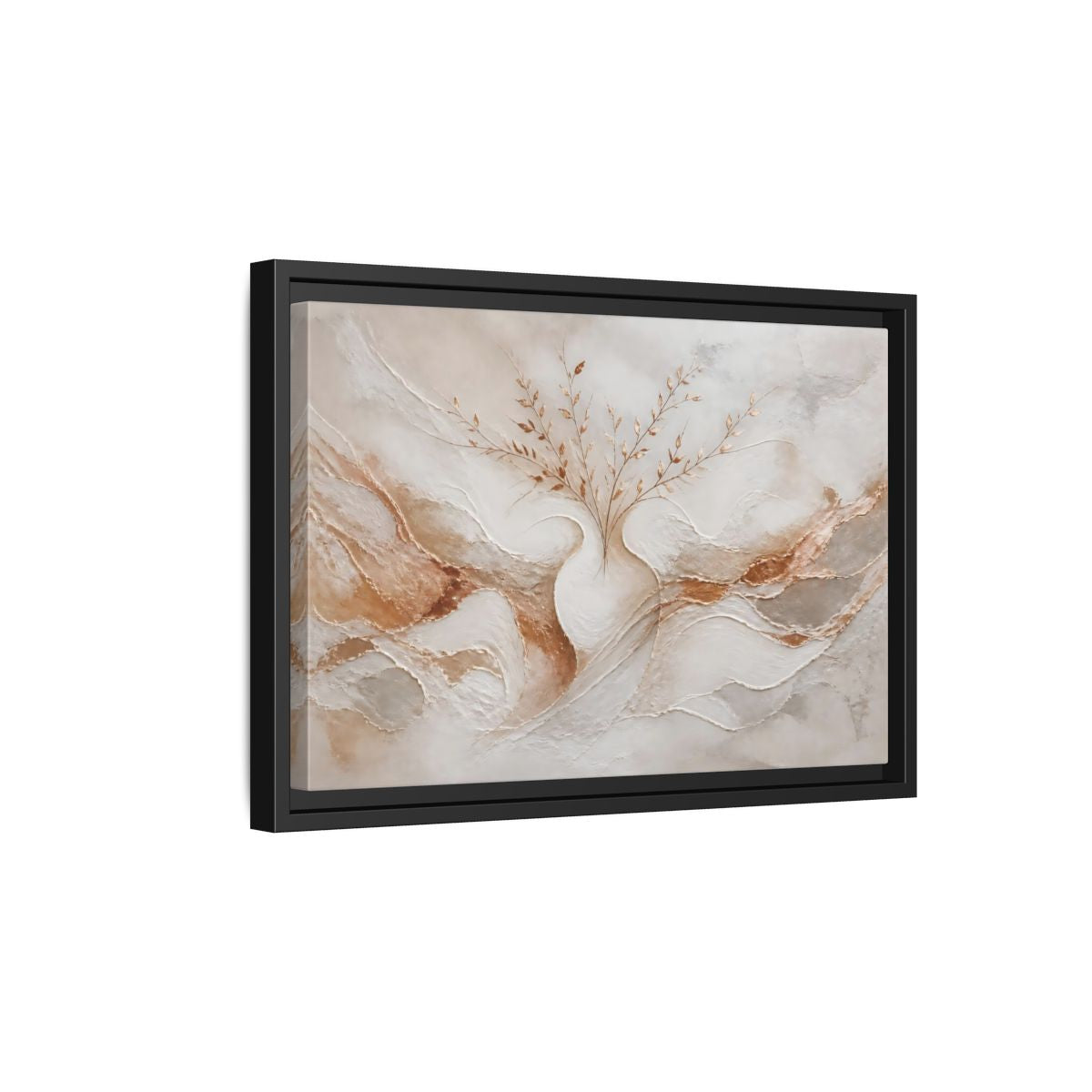 Side Mockup 6. Vase With Copper Leaves shown as framed canvas print