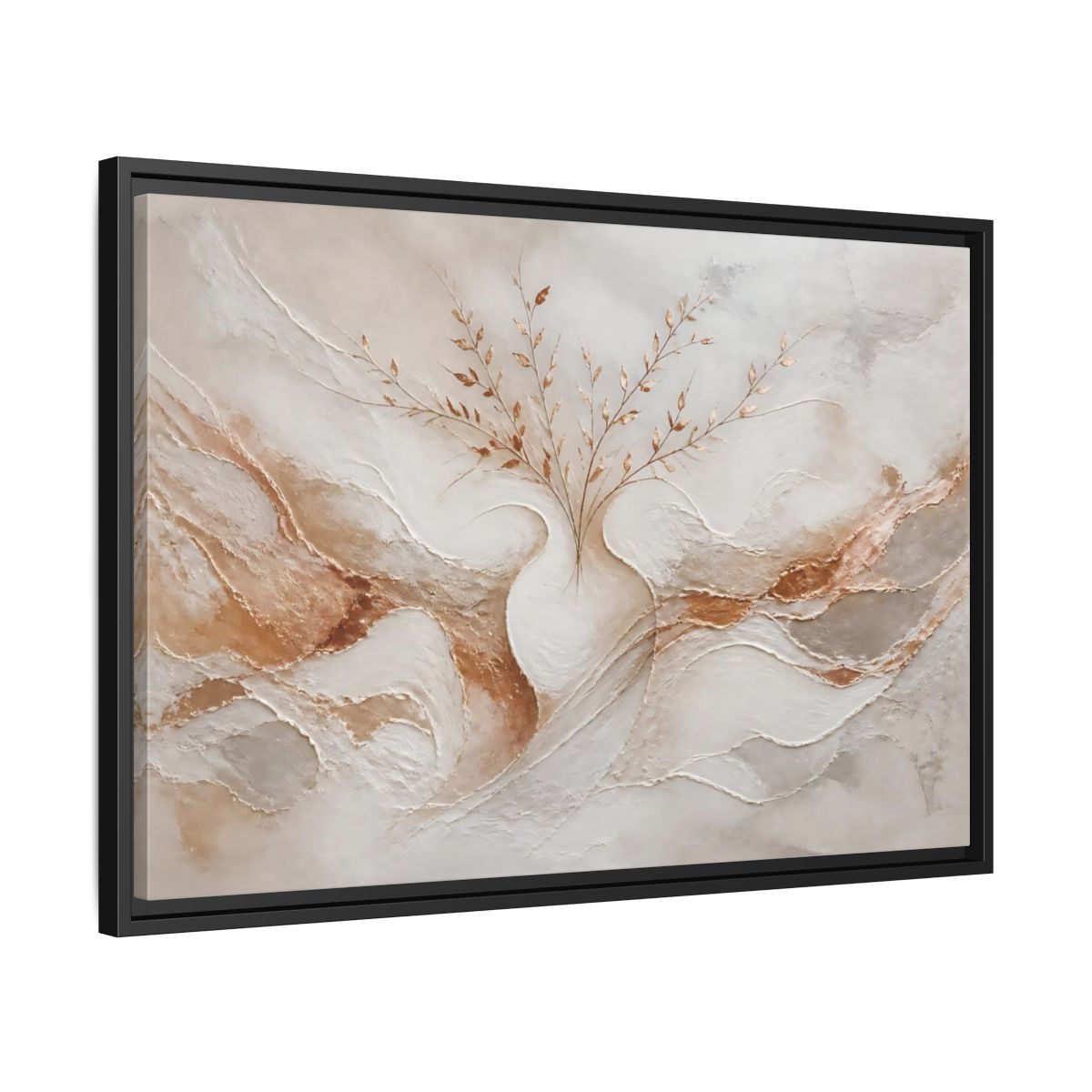 Side Mockup 14. Vase With Copper Leaves shown as framed canvas print