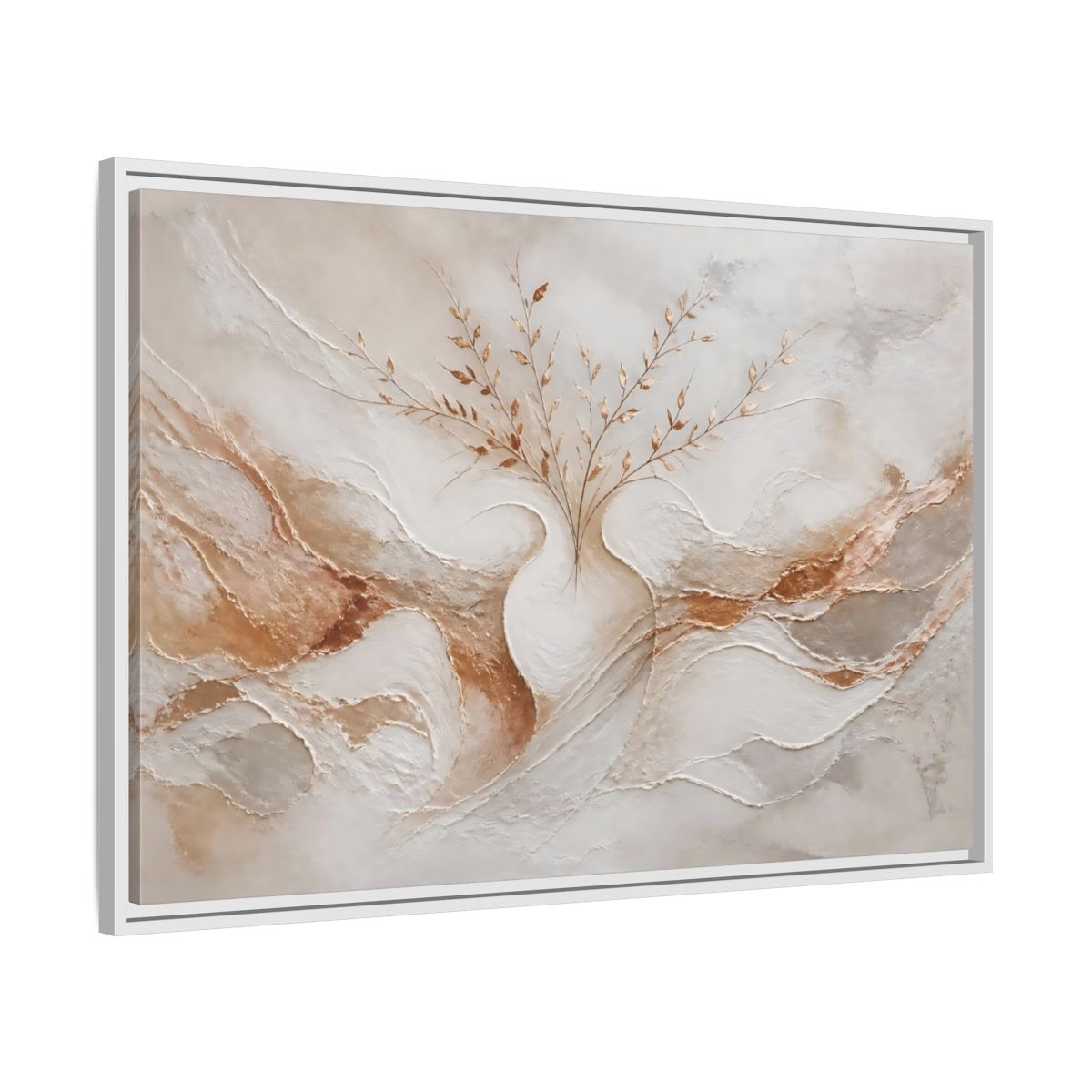 Side Mockup 9. Vase With Copper Leaves shown as framed canvas print
