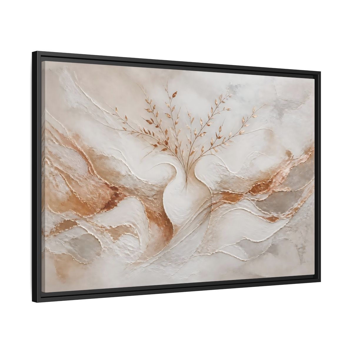 Side Mockup 13. Vase With Copper Leaves shown as framed canvas print
