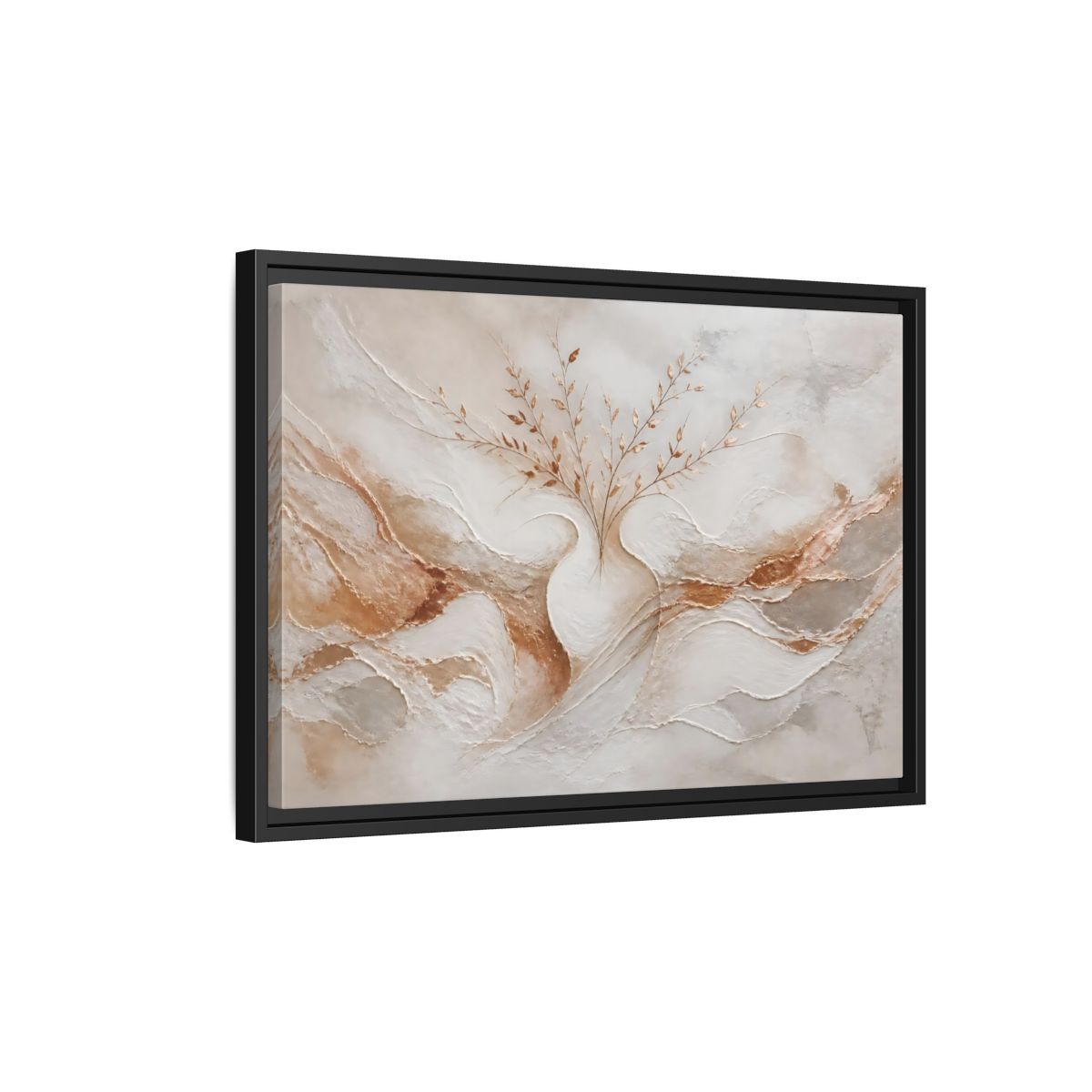 Side Mockup 3. Vase With Copper Leaves shown as framed canvas print