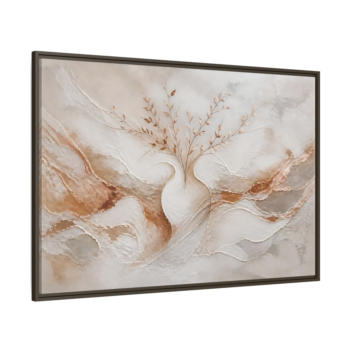 Side Mockup 8. Vase With Copper Leaves shown as framed canvas print