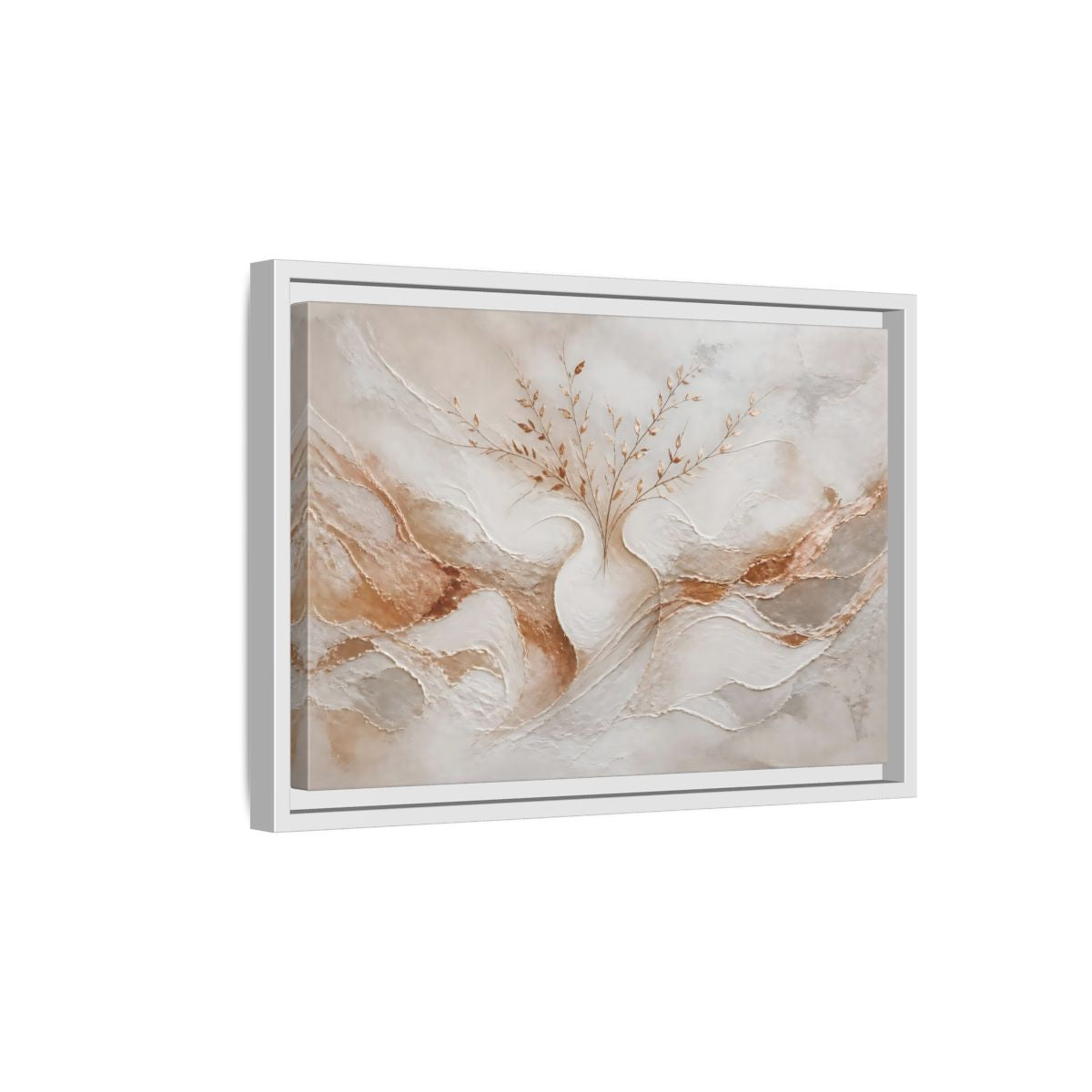 Side Mockup 4. Vase With Copper Leaves shown as framed canvas print