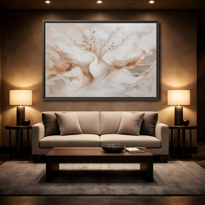 Mockup 2. Vase With Copper Leaves shown as framed canvas print