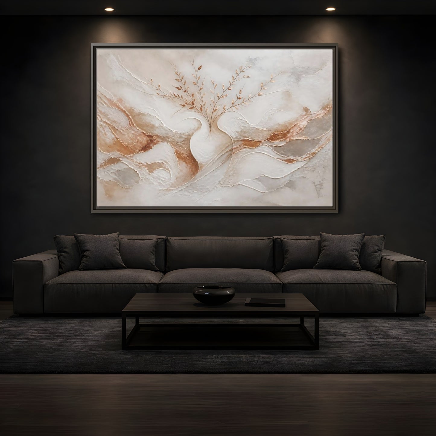 Mockup 3. Vase With Copper Leaves shown as framed canvas print