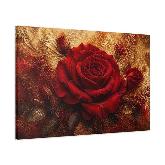 Main Mockup. Velvet Crimson Rose shown as canvas print