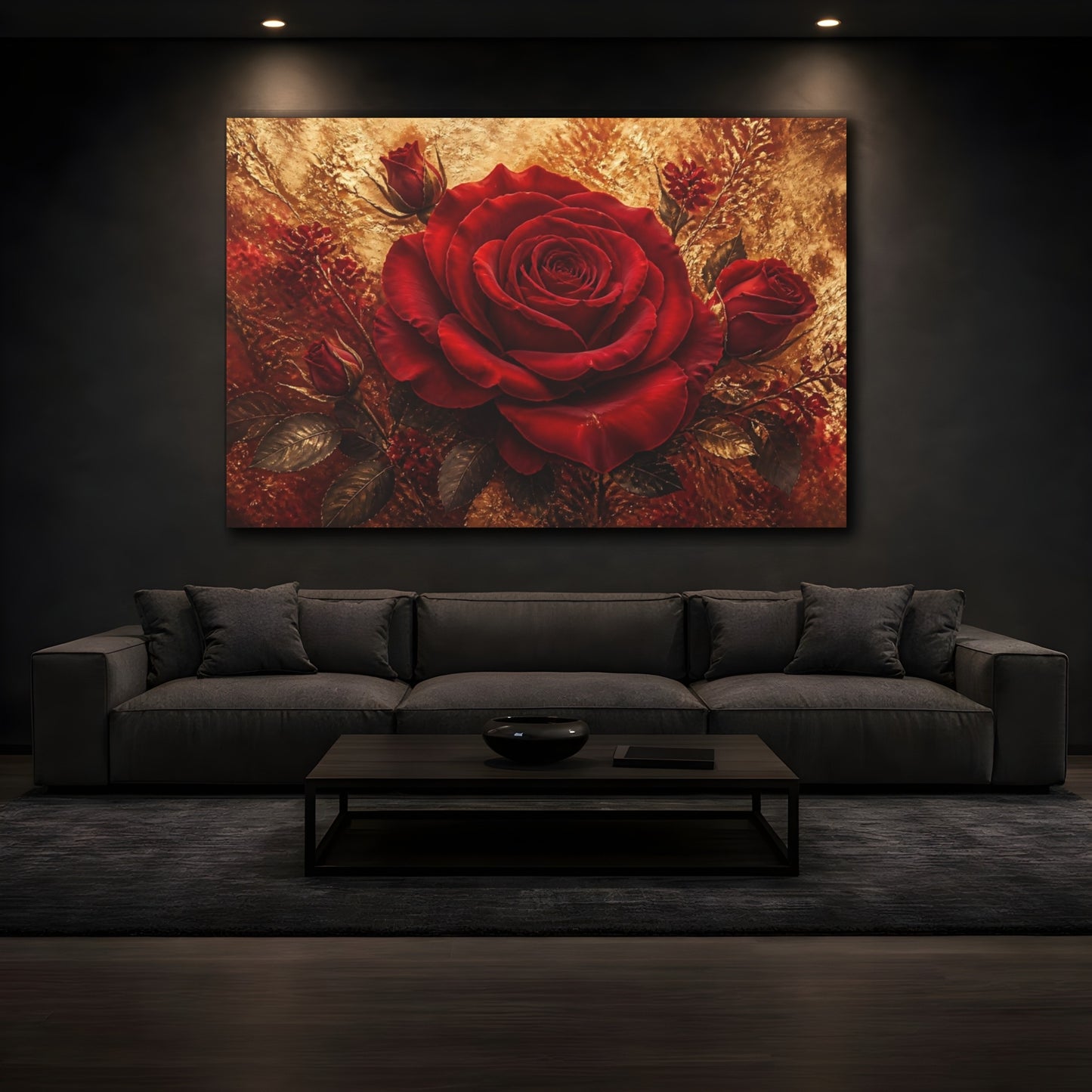 Mockup 3. Velvet Crimson Rose shown as canvas print